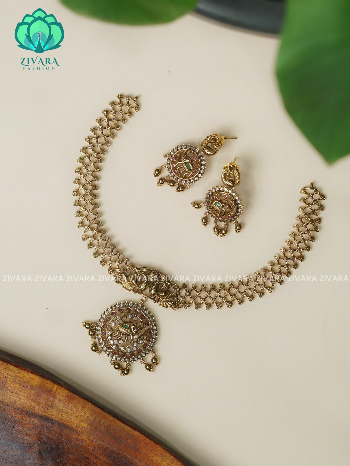 Peacock pendant  -Traditional south indian premium neckwear with earrings- Zivara Fashion- latest jewellery design.