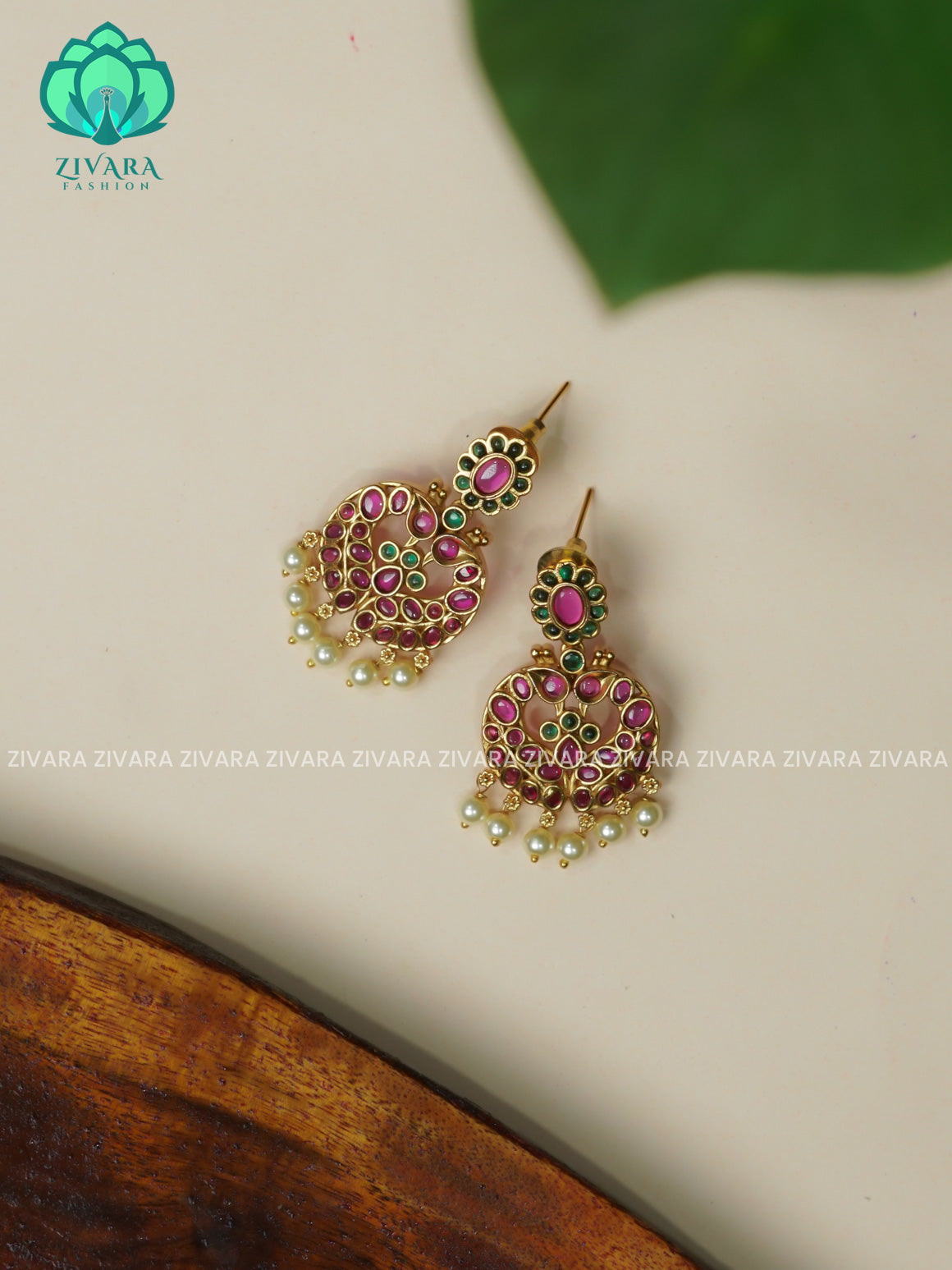 REAL KEMP danglers   TRADITIONAL PREMIUM MATTE  polish STUDS- latest jewellery collection- zivara fashion