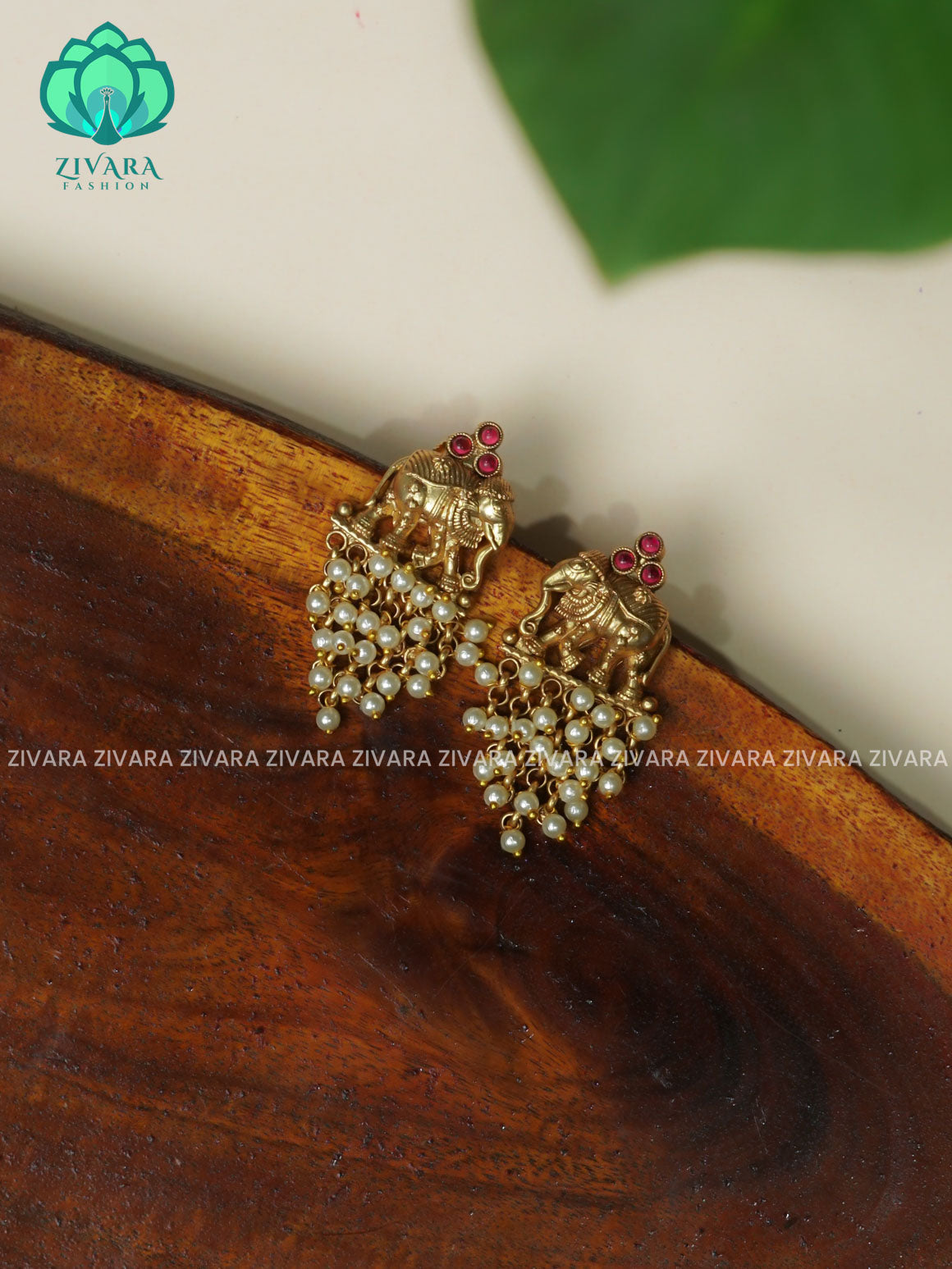 ELEPHANT PEARL CLUSTER (2 IN)- TRADITIONAL PREMIUM MATTE  polish STUDS- latest jewellery collection- zivara fashion