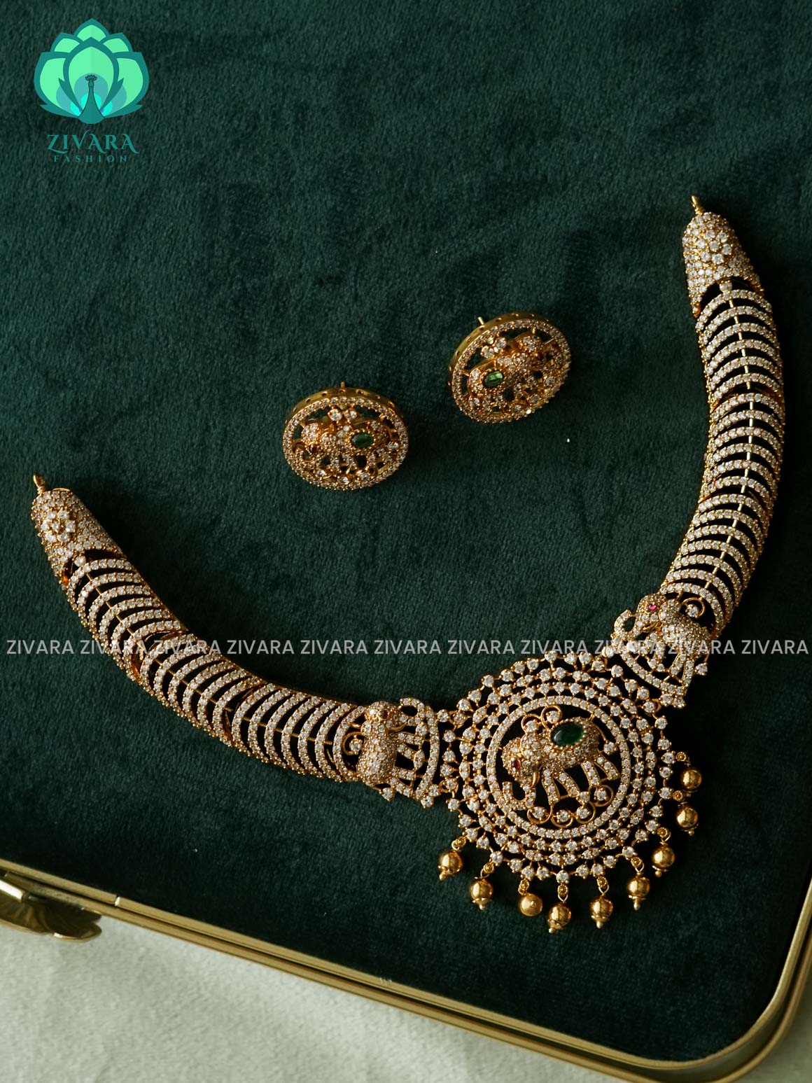 ELEPHANT BRIDAL AD   - Traditional south indian premium neckwear with earrings- Zivara Fashion- latest jewellery design