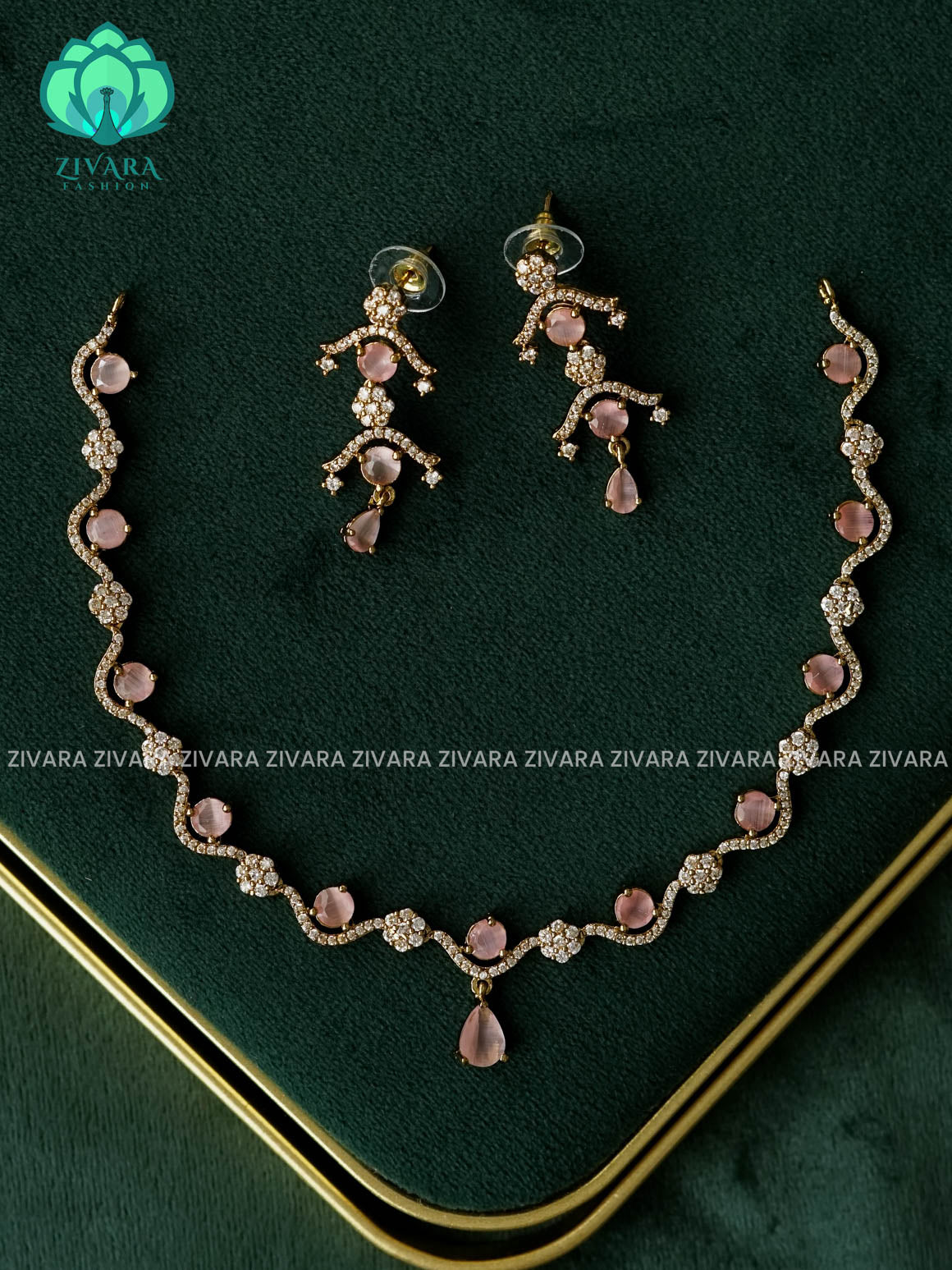 PINK  TULIP FLOWER NECKWEAR -  stylish and minimal elegant neckwear with earrings- Zivara Fashion