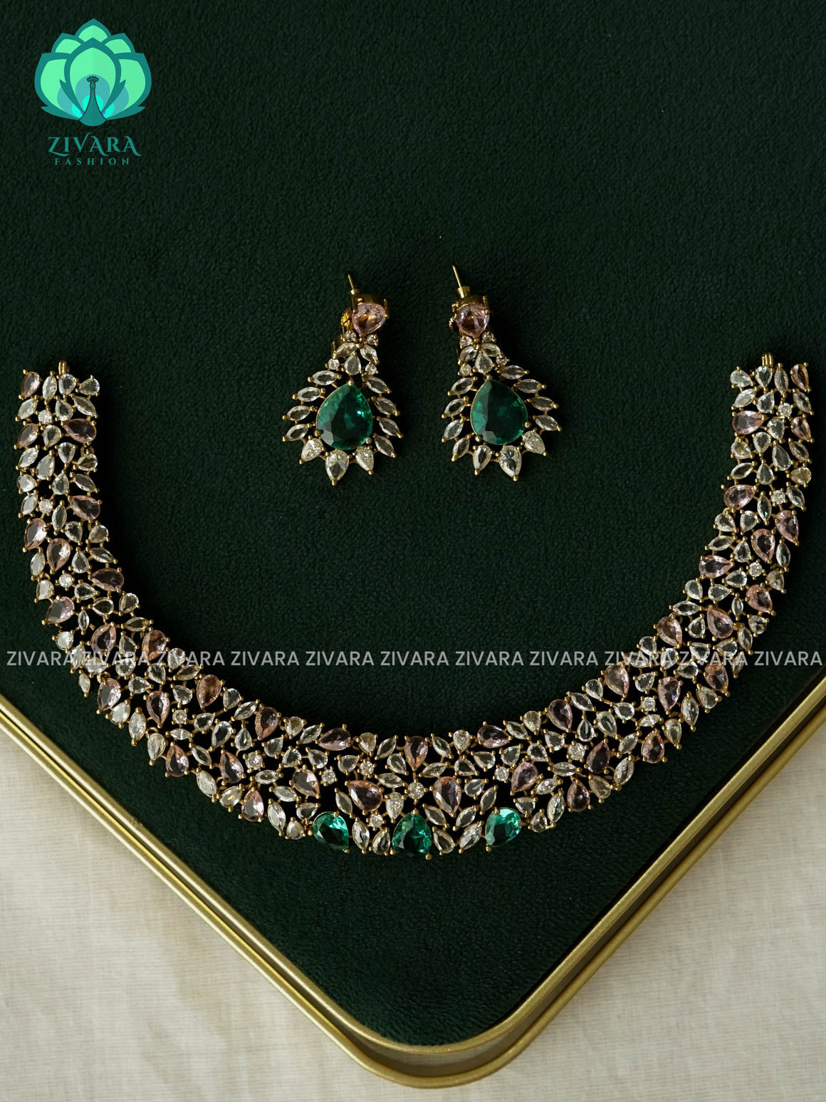 BRIDAL   - premium victoria finish dark polish trending neckwear collection- bridal collection- Zivara Fashion