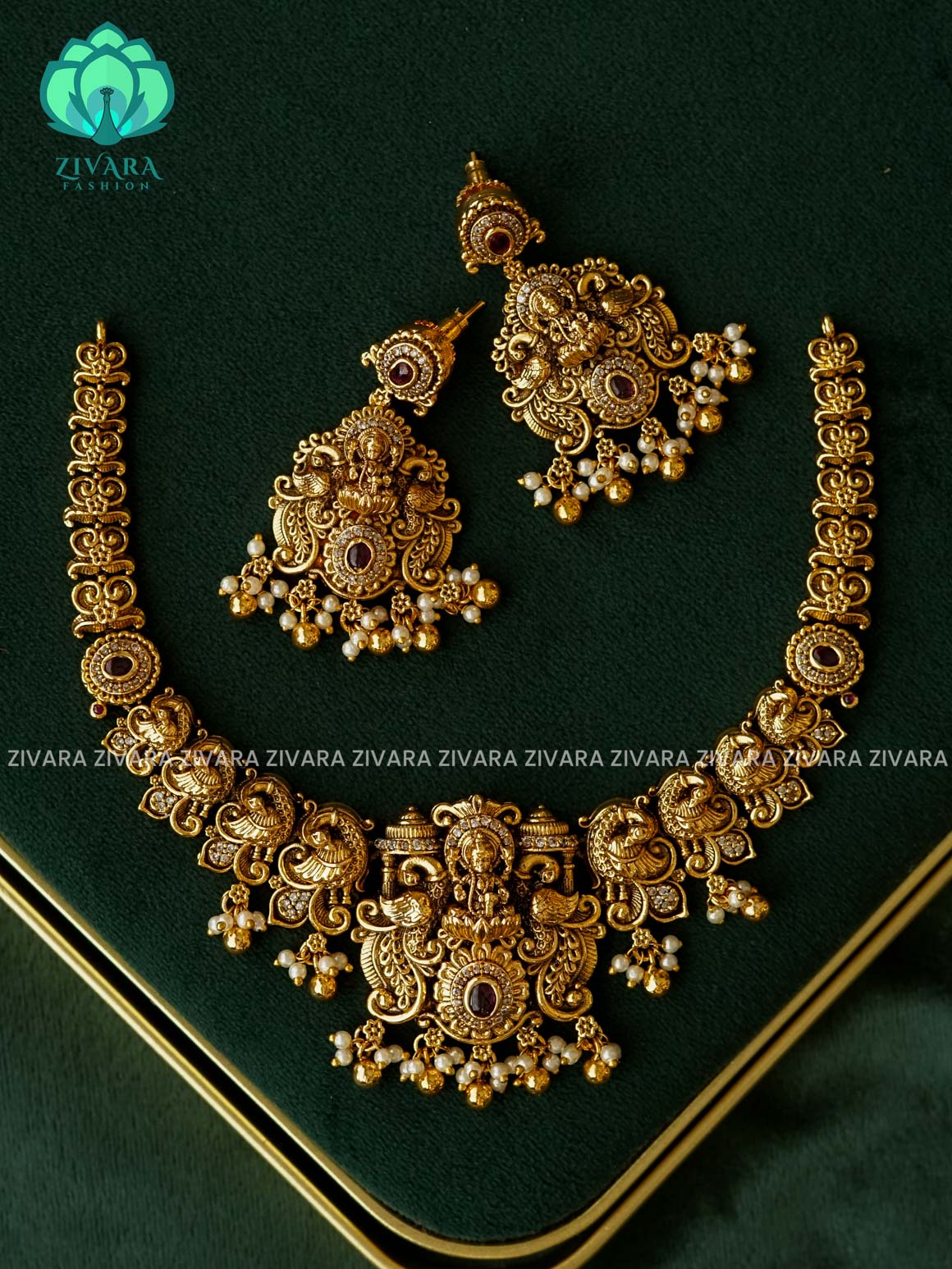 Bridal temple neckwear -Traditional south indian premium neckwear with earrings- Zivara Fashion- latest jewellery design
