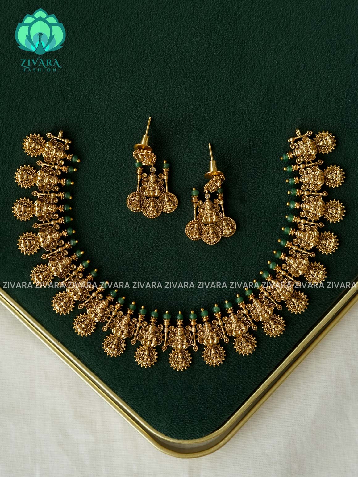 Temple neckwear -Traditional south indian premium neckwear with earrings- Zivara Fashion- latest jewellery design