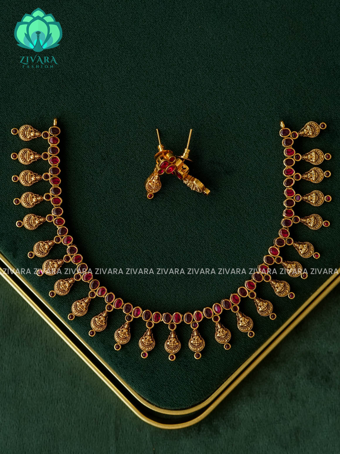 temple neckwear -Traditional south indian premium neckwear with earrings- Zivara Fashion- latest jewellery design