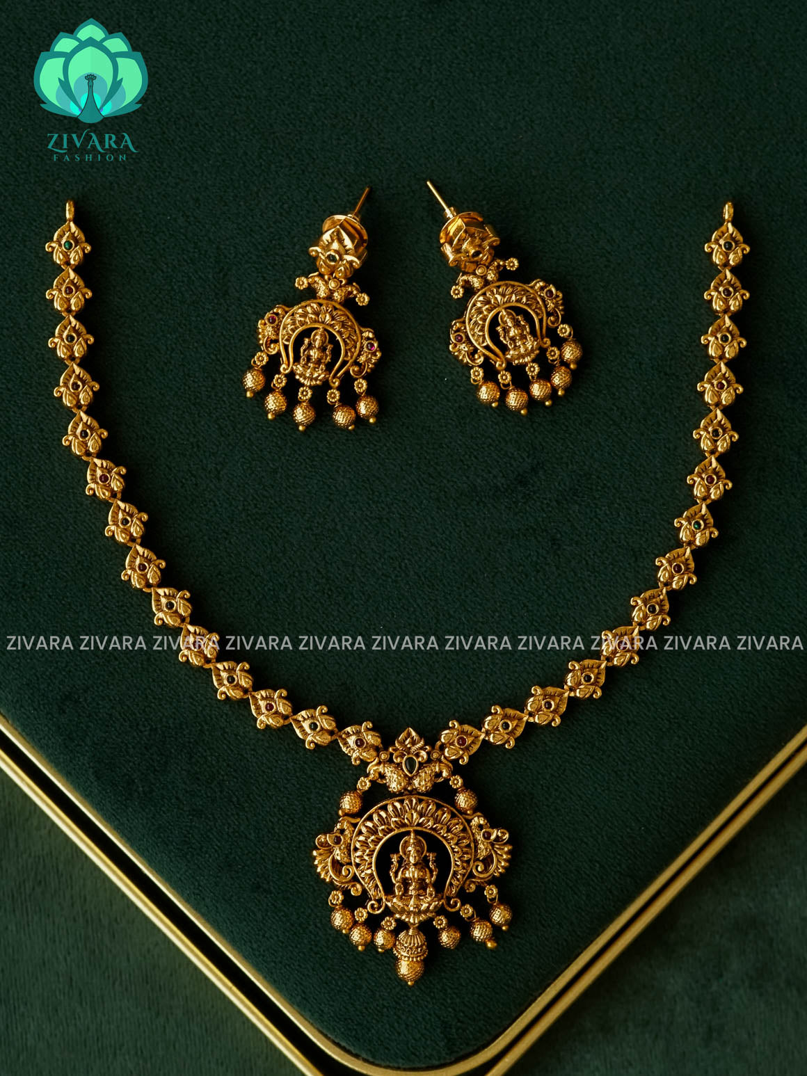 temple neckwear -Traditional south indian premium neckwear with earrings- Zivara Fashion- latest jewellery design