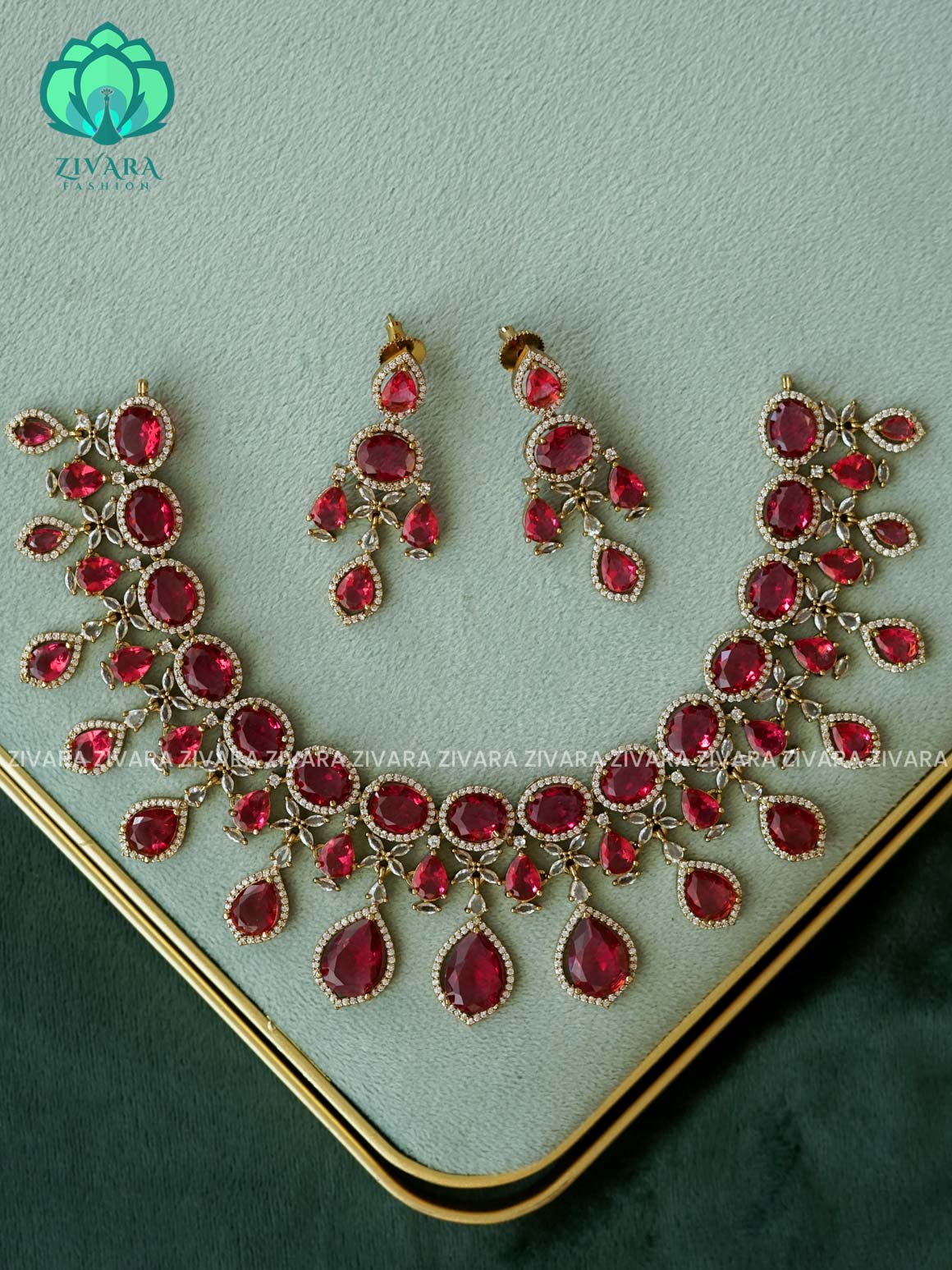 RUBY - BRIDAL STONE  NECKWEAR LATEST JEWELLERY DESIGNS  - Zivara Fashion