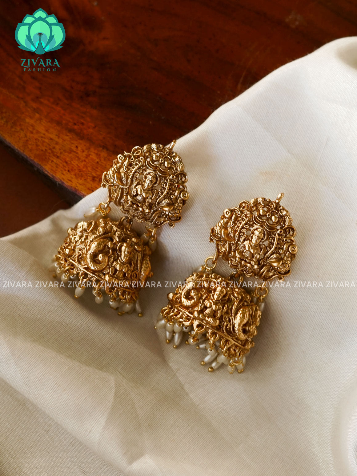 NAYANTHARA INSPIRED VERY HEAVY TEMPLE - TRADITIONAL NORMAL MATTE  polish JHUMKA- latest jewellery collection- zivara fashion