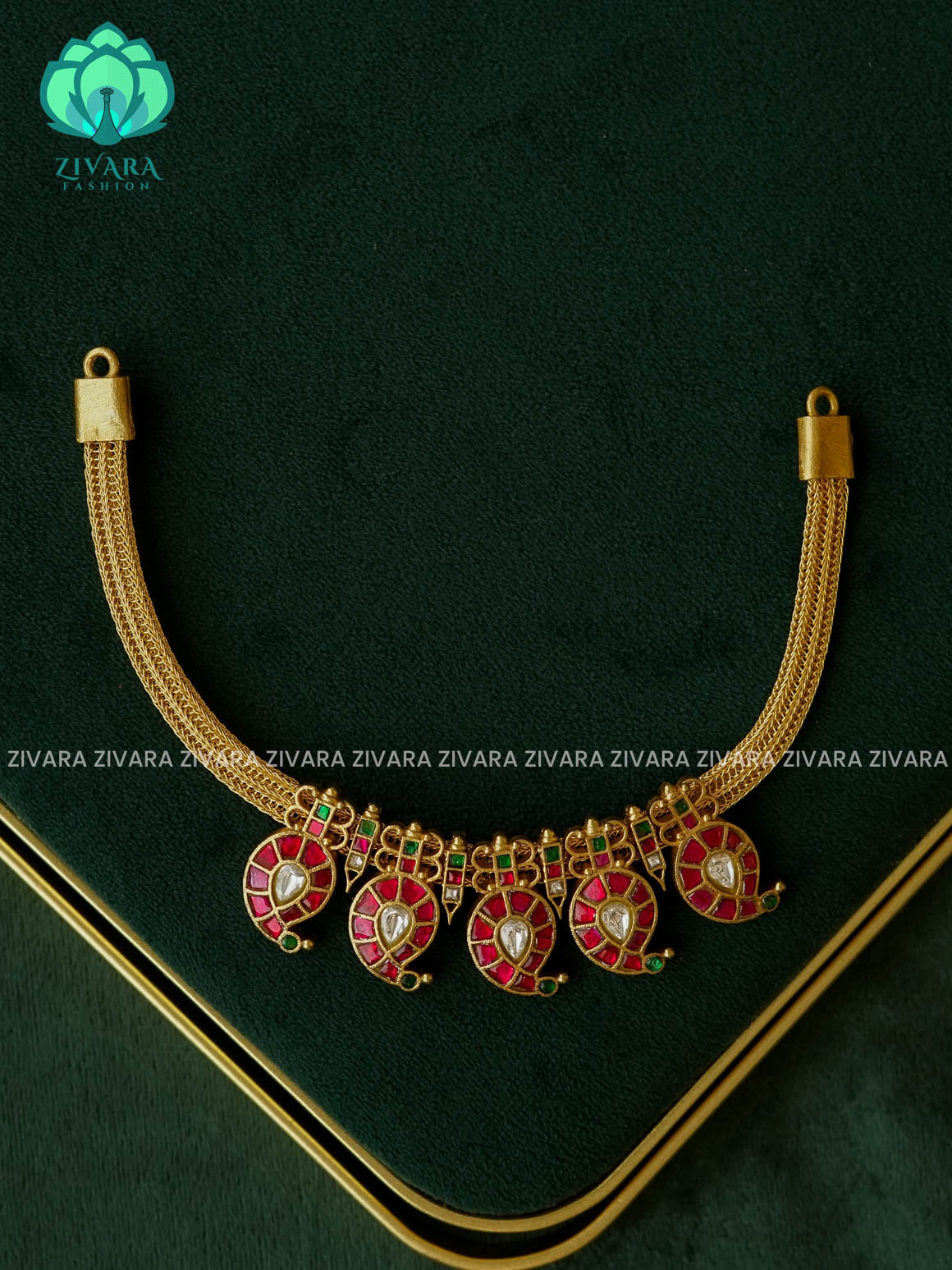 AKSHAYAM - JADAU MANGO NECKWEAR  -Traditional south indian premium neckwear withOUT studs - Zivara Fashion- latest jewellery design