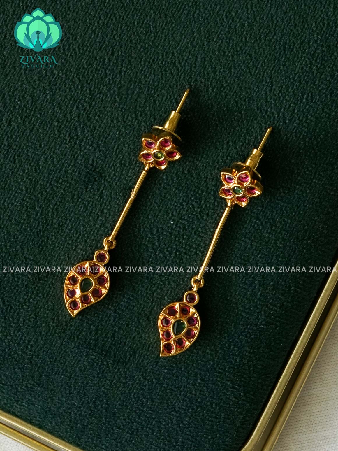 MANGA REAL KEMP STUDS  - latest jewellery collection- zivara fashion