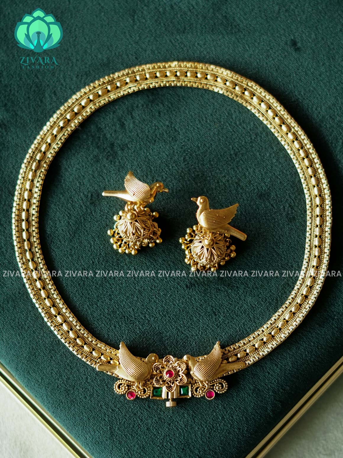 Screw open  - Normal matte NECKWEAR  with earrings-latest south indian jewellery