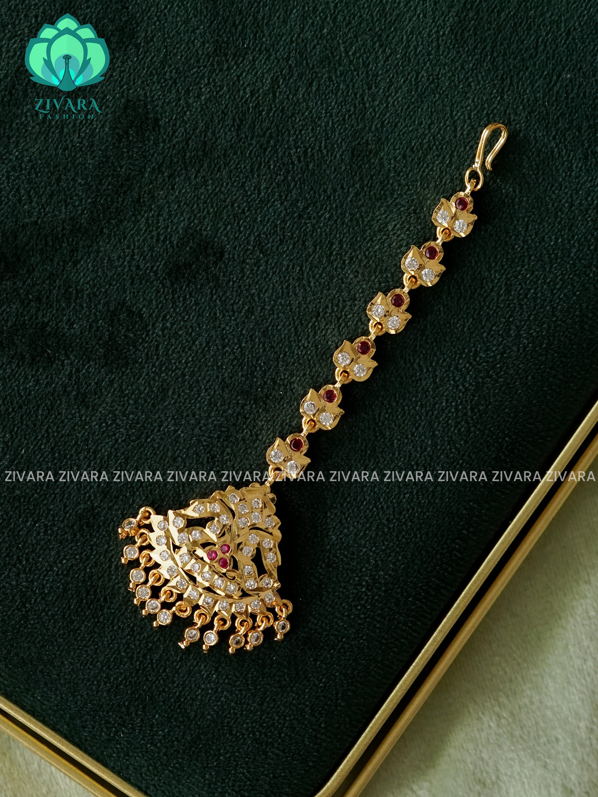 AMBIGAI-  IMPON TIKKA/CHUTTI MICROGOLD POLISH bridal head accessory- latest bridal collection - Zivara fashion