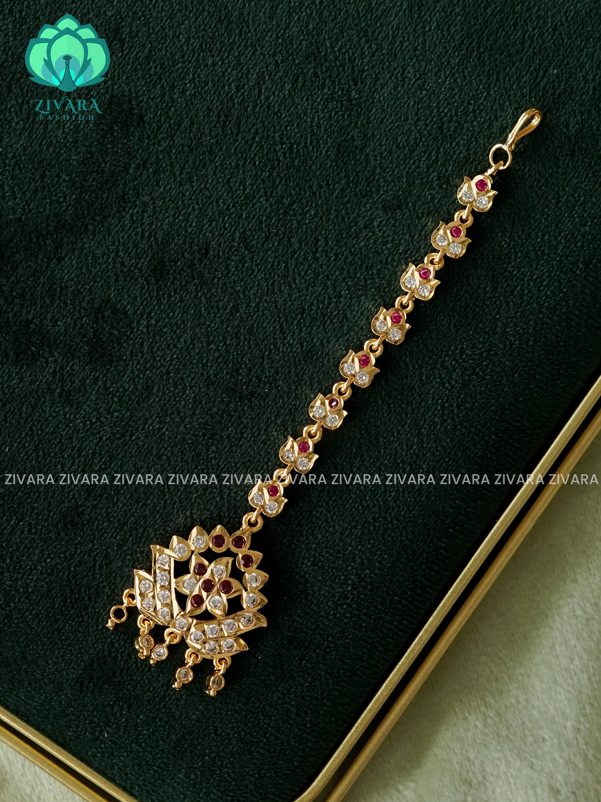 AMBIGAI-  IMPON TIKKA/CHUTTI MICROGOLD POLISH bridal head accessory- latest bridal collection - Zivara fashion