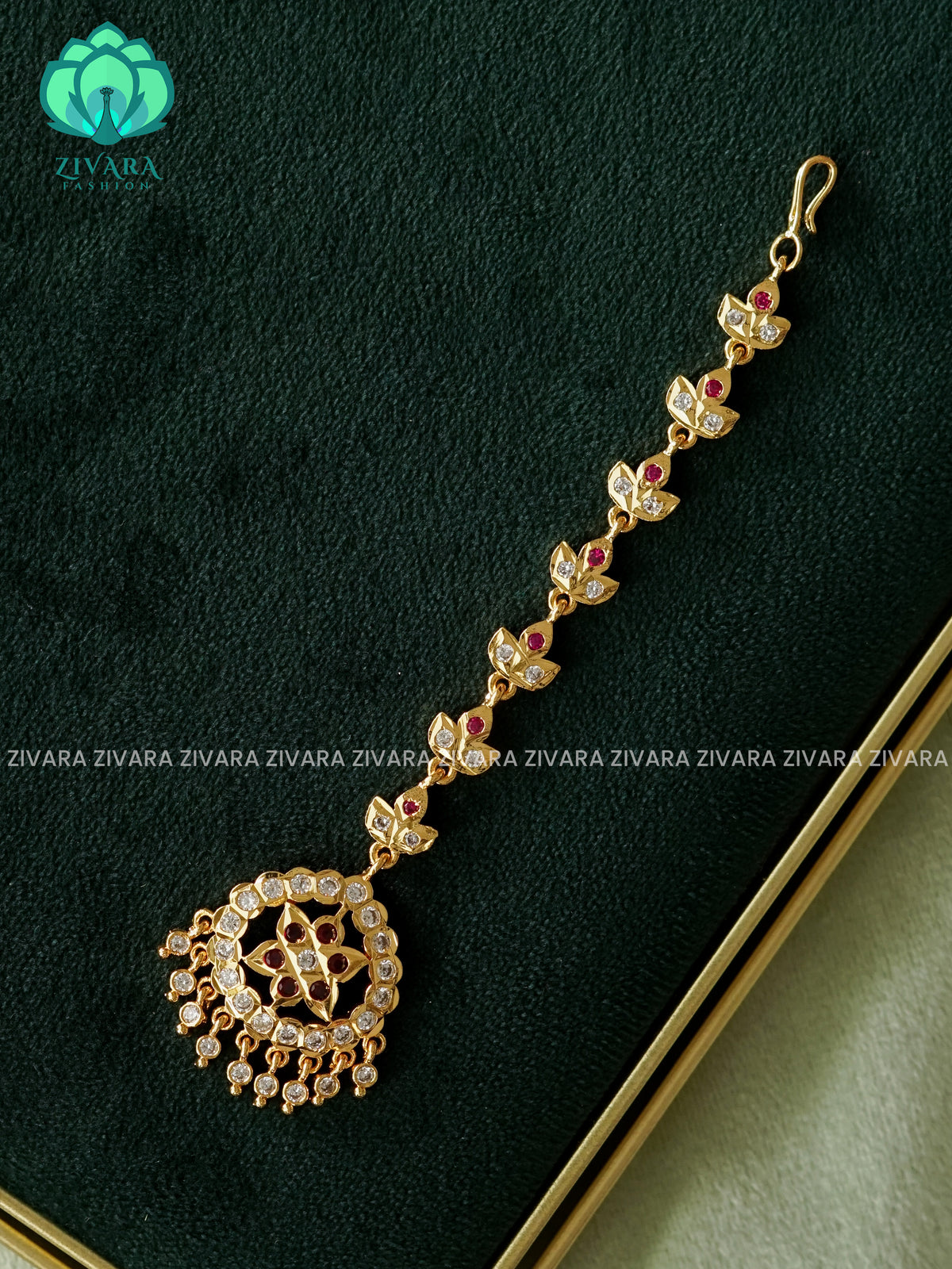 AMBIGAI-  IMPON TIKKA/CHUTTI MICROGOLD POLISH bridal head accessory- latest bridal collection - Zivara fashion