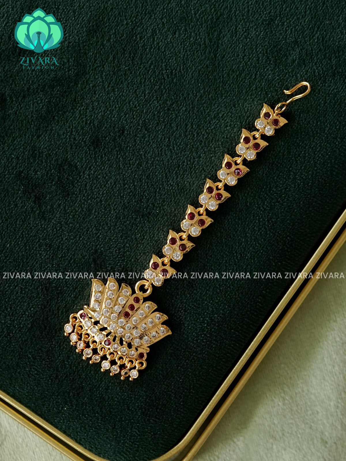 AMBIGAI-  IMPON TIKKA/CHUTTI MICROGOLD POLISH bridal head accessory- latest bridal collection - Zivara fashion