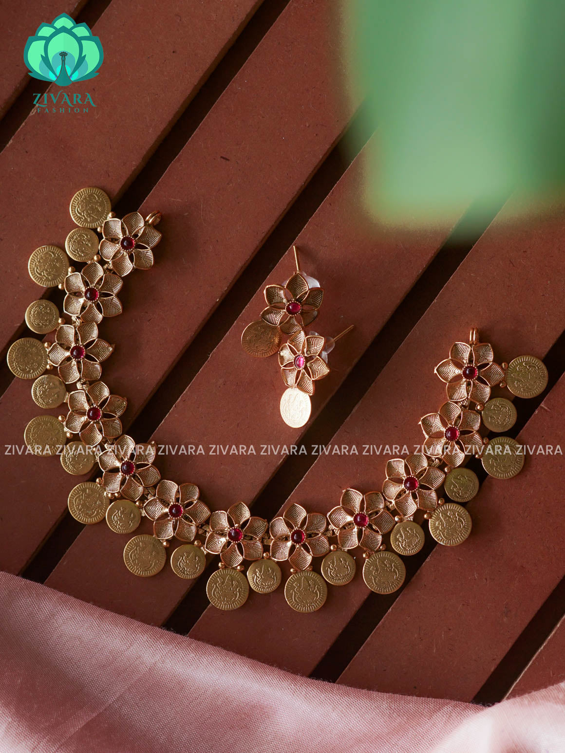 COIN NORMAL MATTE neckwear with earrings- Zivara Fashion- latest jewellery design