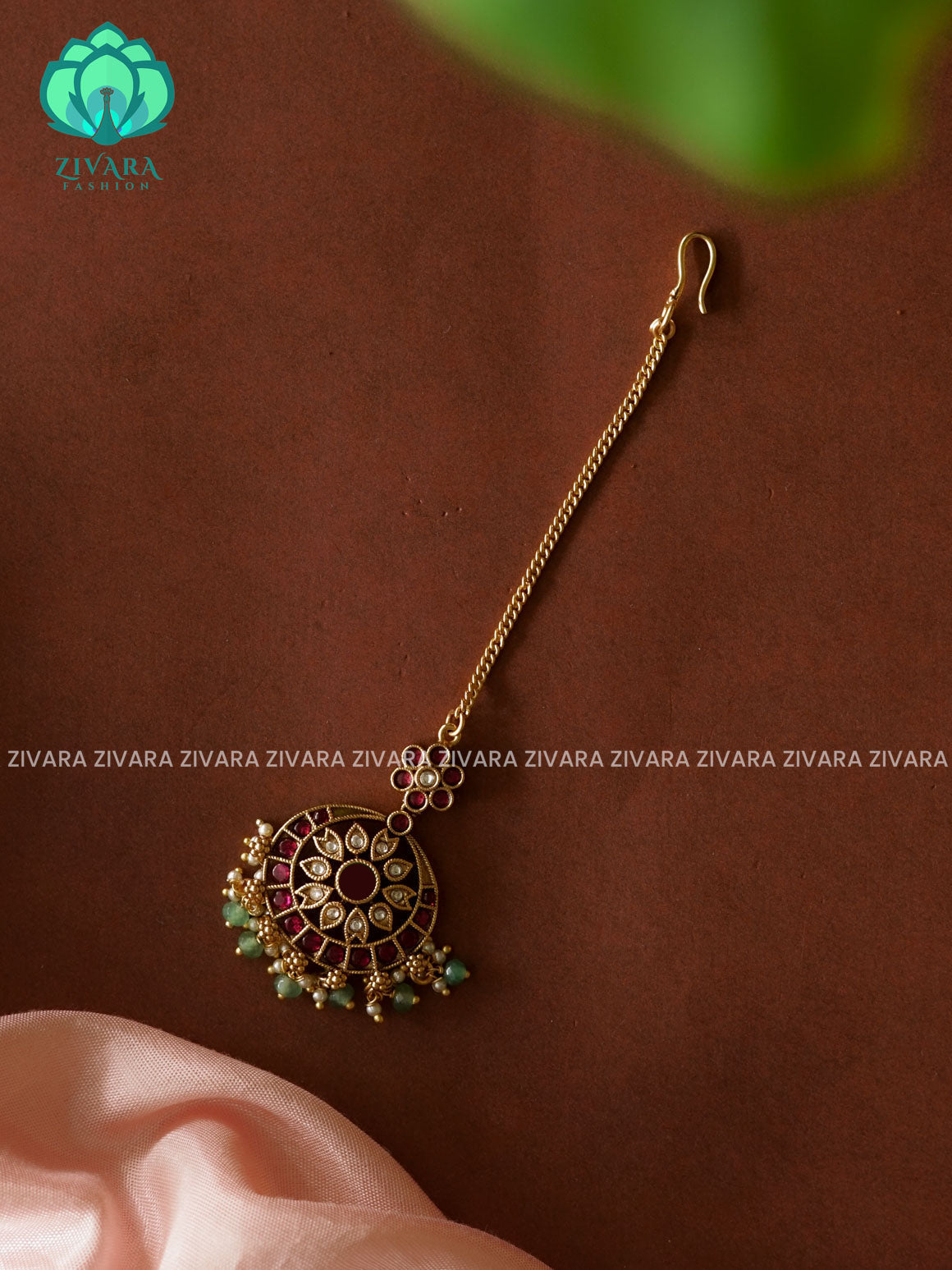Temple style gold polish  - Bridal maang tikka, chutti- bridal head accessory- latest bridal collection - Zivara fashion
