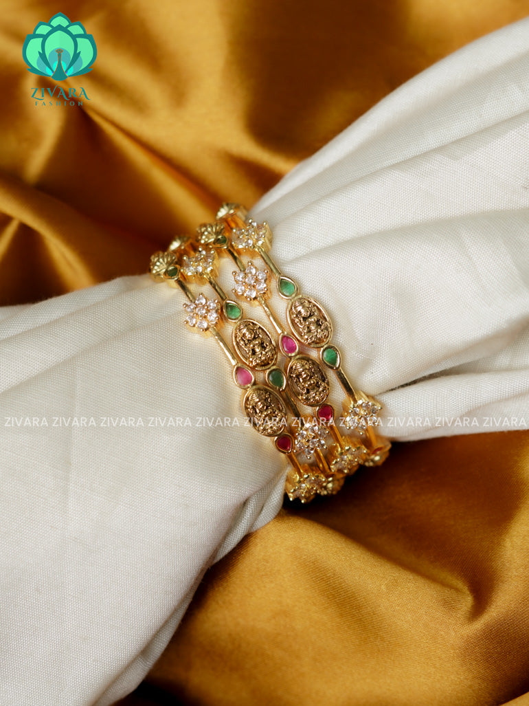 4 PIECE TEMPLE  -Premium VINTAGE FINISH bangles- latest jewellery collection- Zivara Fashion