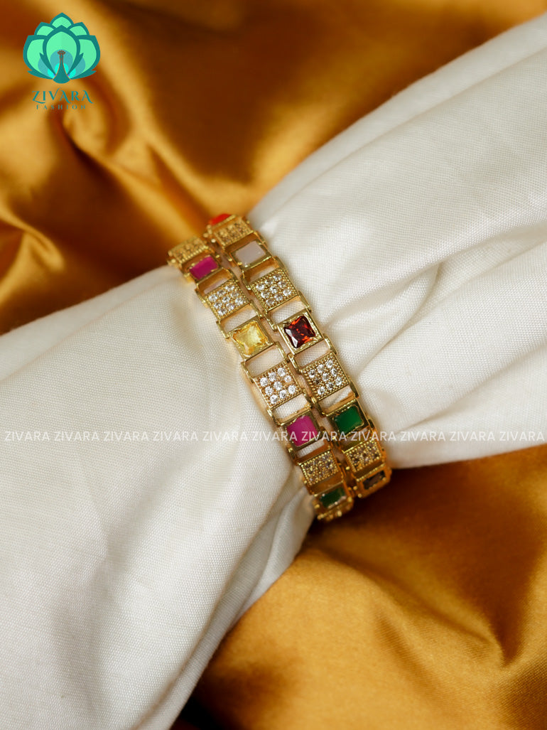 2 PIECE designer multicolour  -Premium VINTAGE FINISH bangles- latest jewellery collection- Zivara Fashion