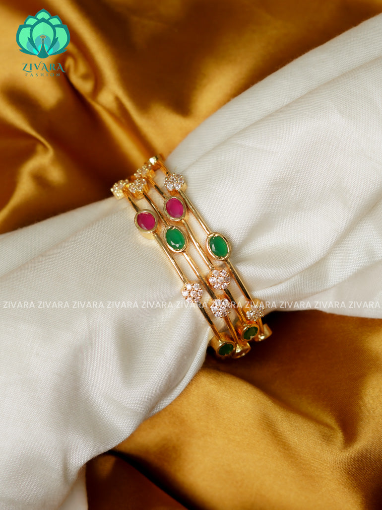 4 PIECE designer  -Premium gold FINISH bangles- latest jewellery collection- Zivara Fashion