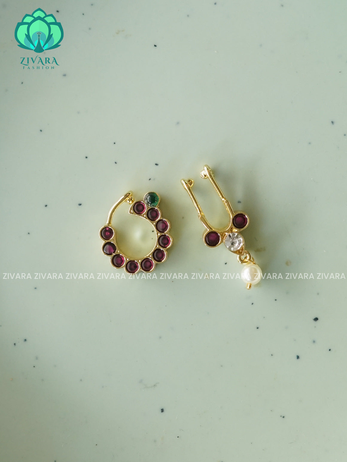 MATHANGI- NOSEPINS - REAL KEMP BHARATHANATYAM DANCE PREMIUM JEWELLERY (PREORDER WITH 3 TO 10 DAYS DISPATCH TIME)