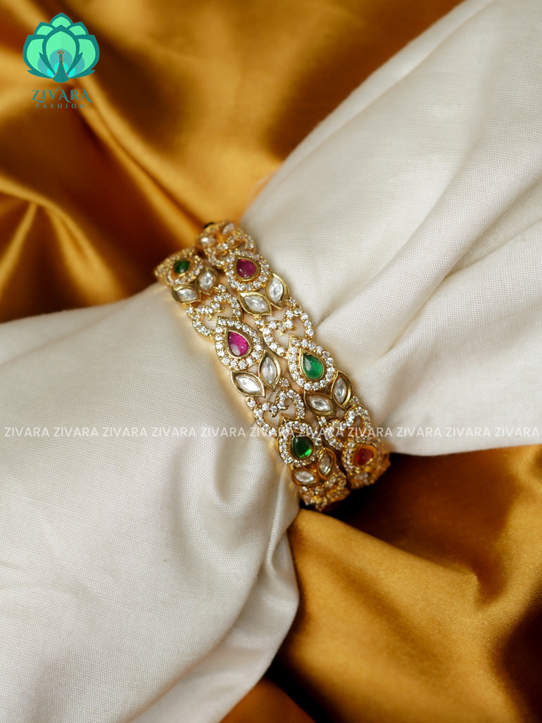 2 PIECE TEAR PEACOCK -Premium GOLD FINISH bangles- latest jewellery collection- Zivara Fashion