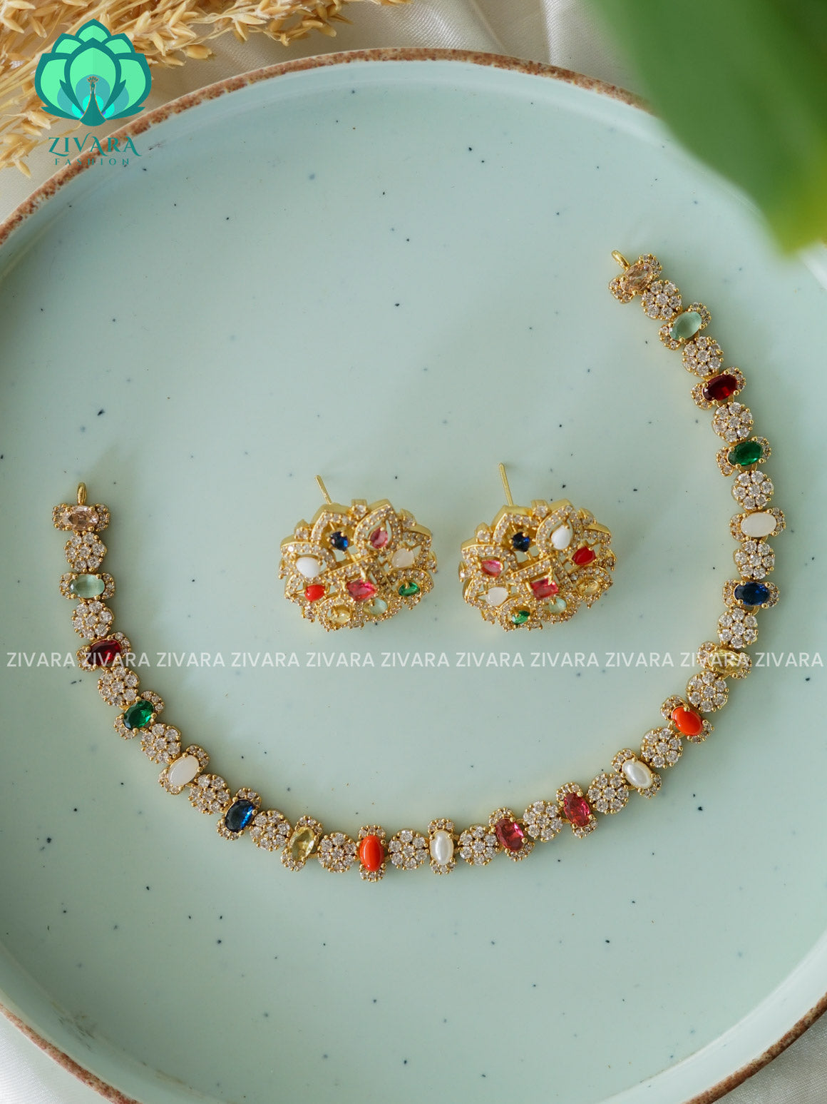 MULTICOLOUR - Kids friendly  - stylish and minimal elegant neckwear with earrings- Zivara Fashion