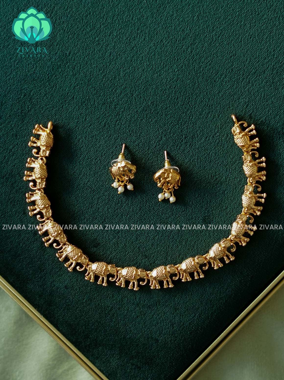 Elephant  kids friendly  - stylish and minimal elegant neckwear with earrings- Zivara Fashion