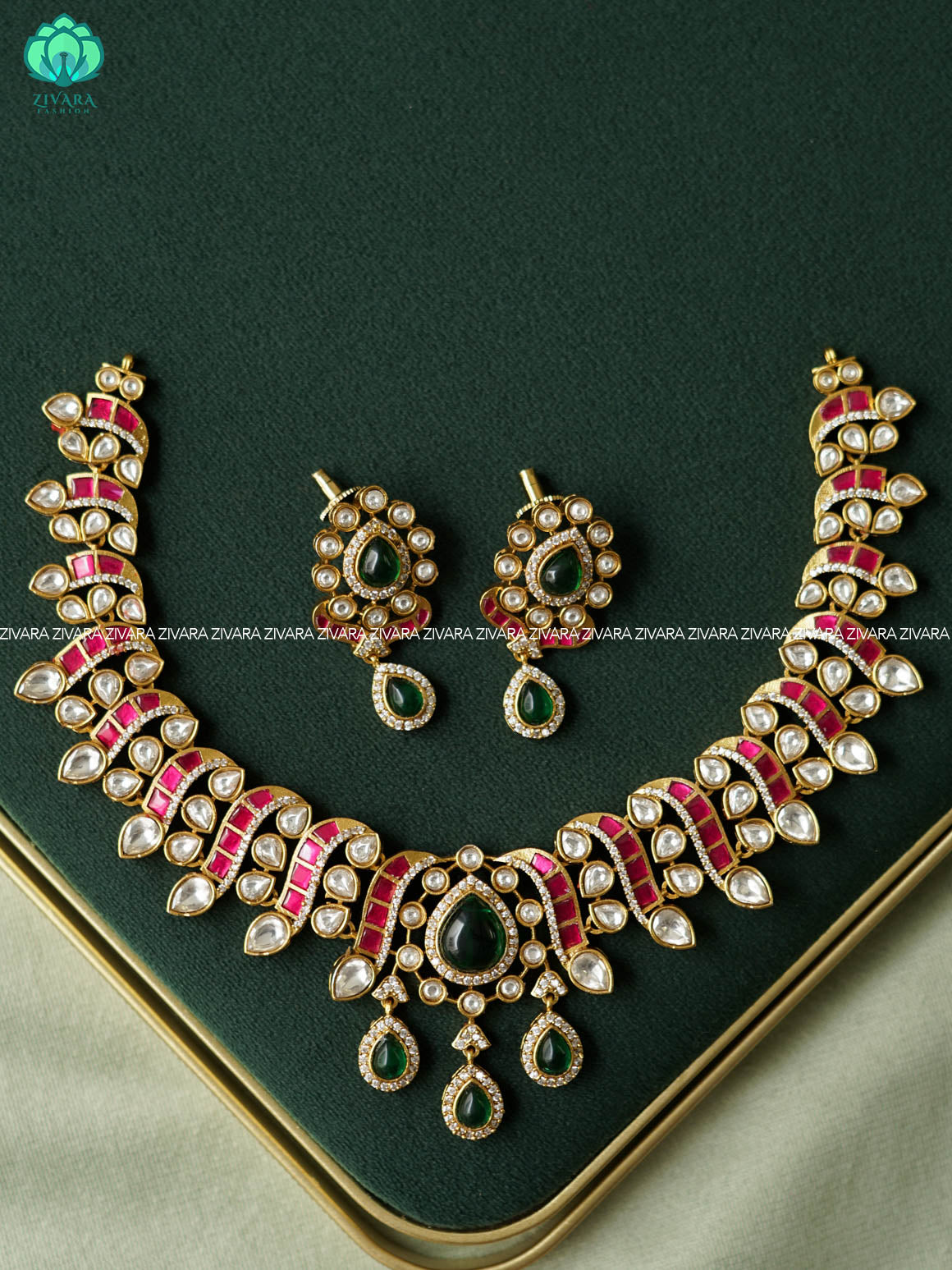 JADAVU- HEAVY BRIDAL NECKWEAR - Traditional south indian premium neckwear with earrings- Zivara Fashion- latest jewellery design