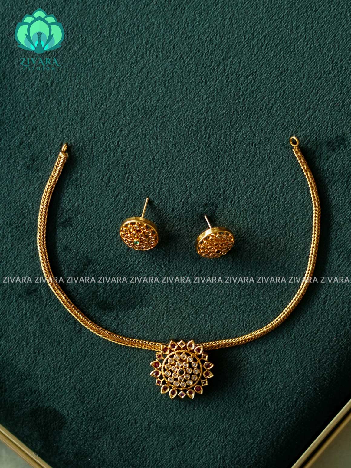 CIRCLE PENDANT FLEXIBLE CHAIN  - Traditional south indian premium neckwear - Zivara Fashion- latest jewellery design