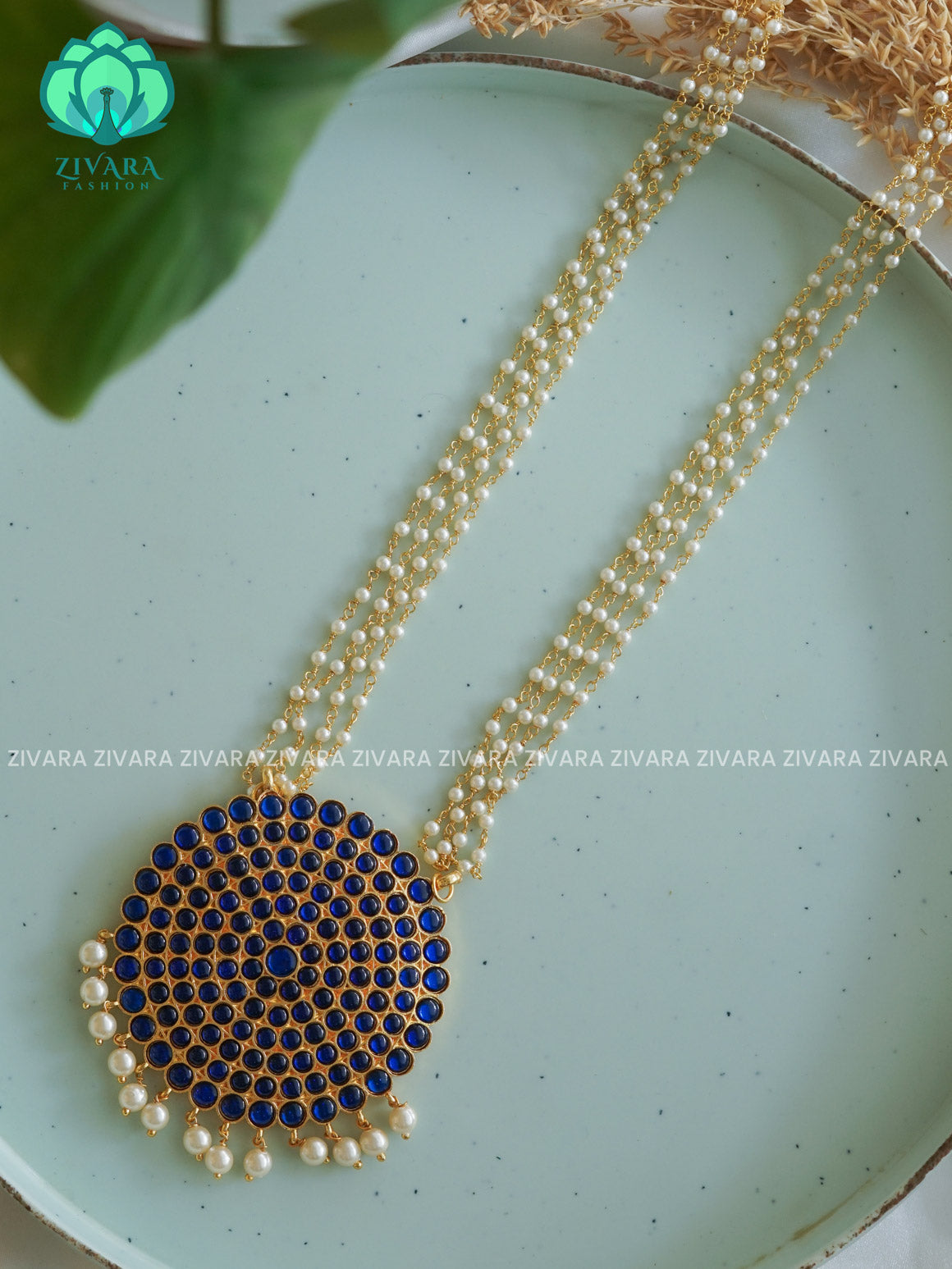 BLUE AND GREEN- CHAYA  - HANDMADE LONG NECKWEAR- latest kemp dance jewellery collection