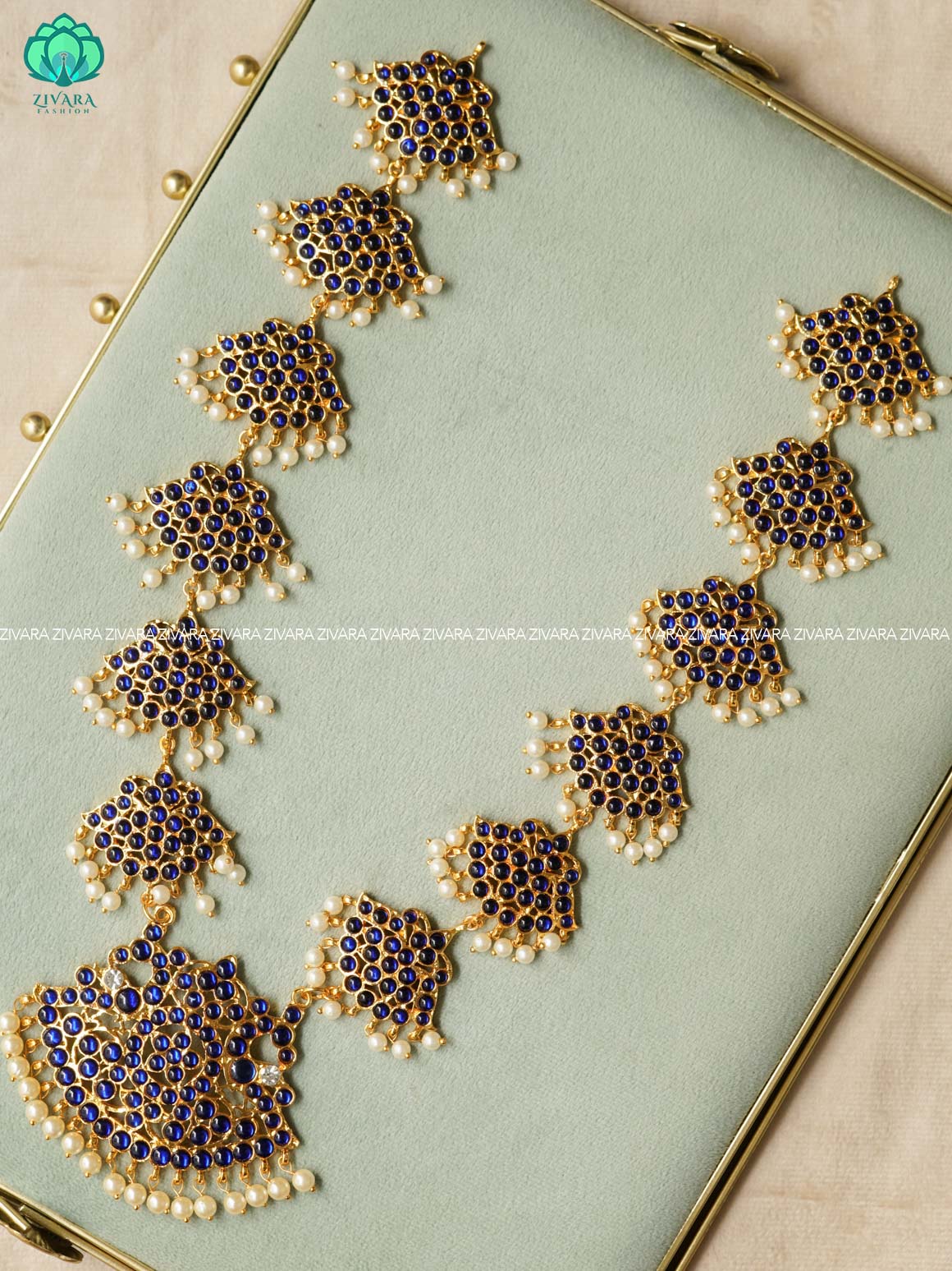 BLUE - SMRITHI  - HANDMADE LONG NECKWEAR- latest kemp dance jewellery collection