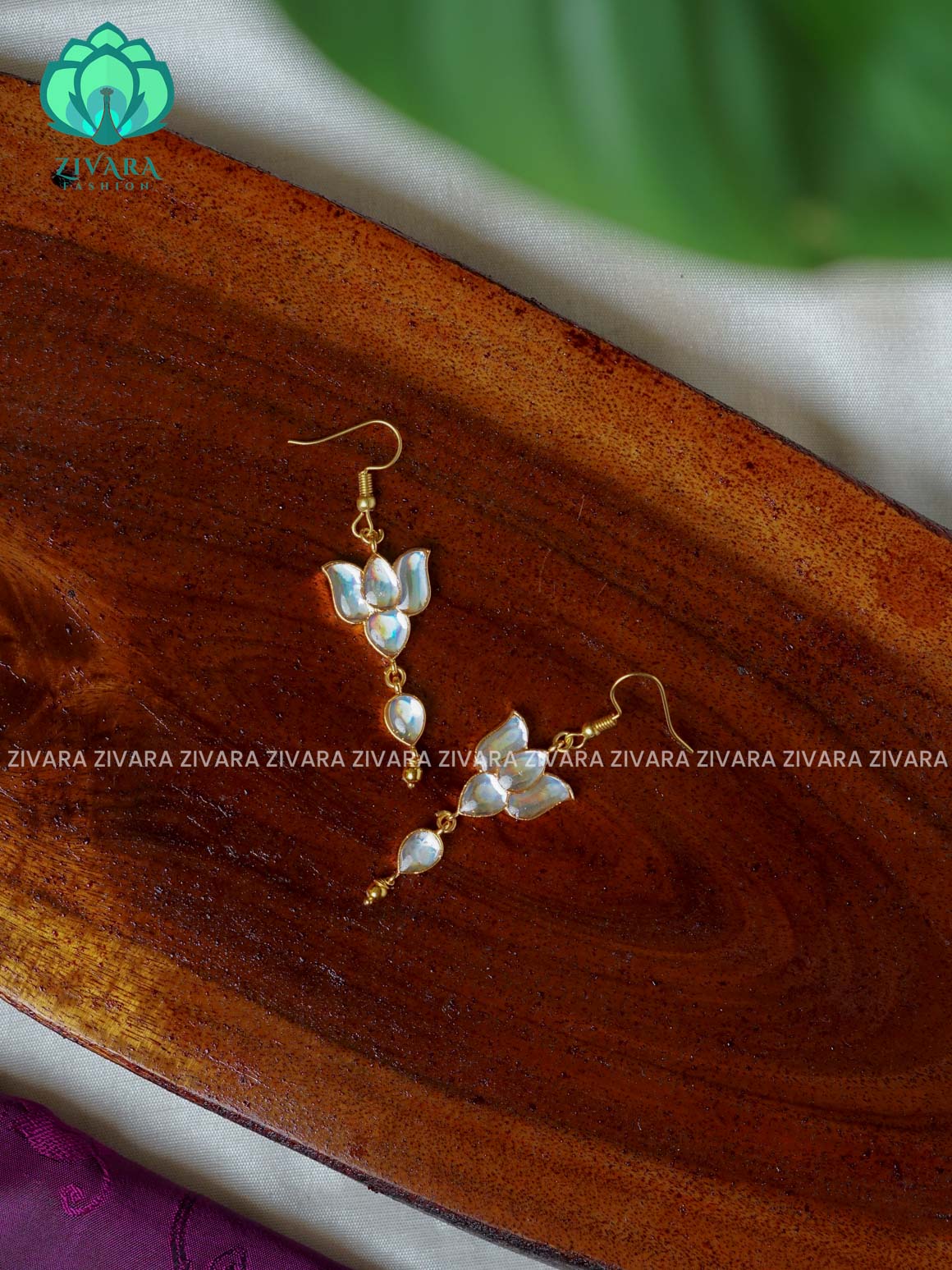 WHITE -Tamara Cute enamel lotus dangler (1.5 inches)- latest jewellery collection- zivara fashion