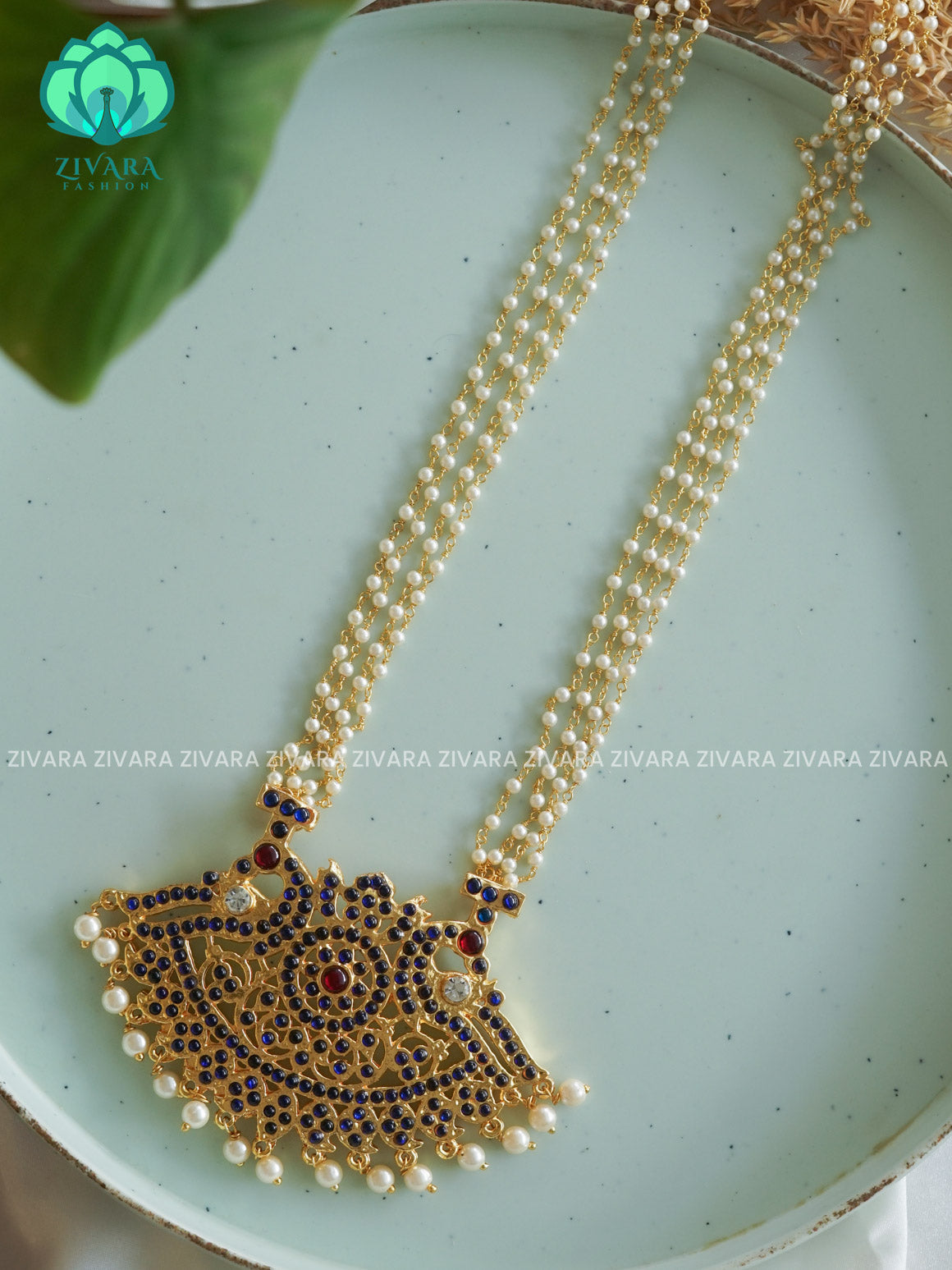 BLUE  - THARUNA  HANDMADE LONG NECKWEAR- latest kemp dance jewellery collectioN