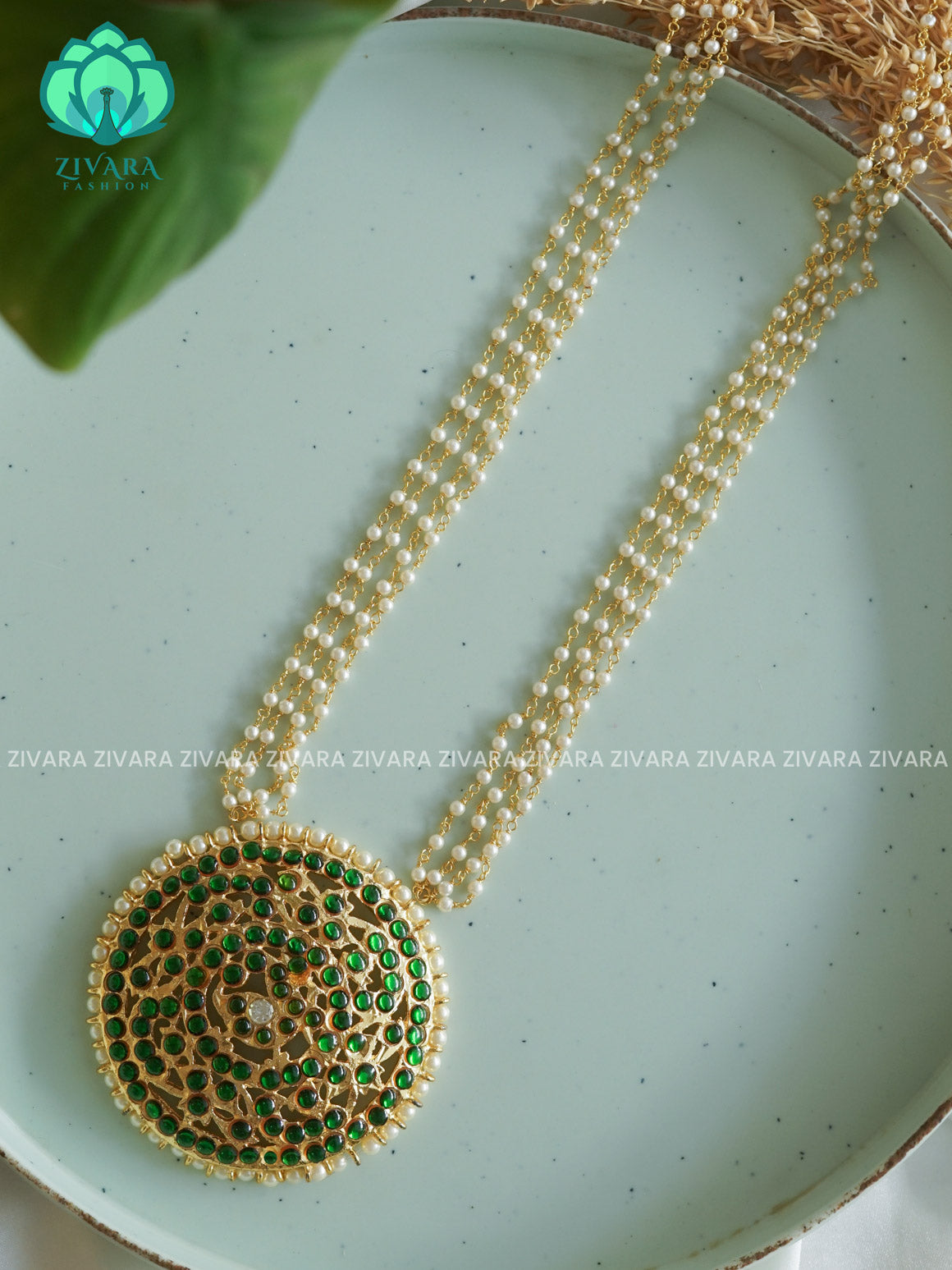 GREEN - CHINTHAMANI  - HANDMADE NECKWEAR- latest kemp dance jewellery collection