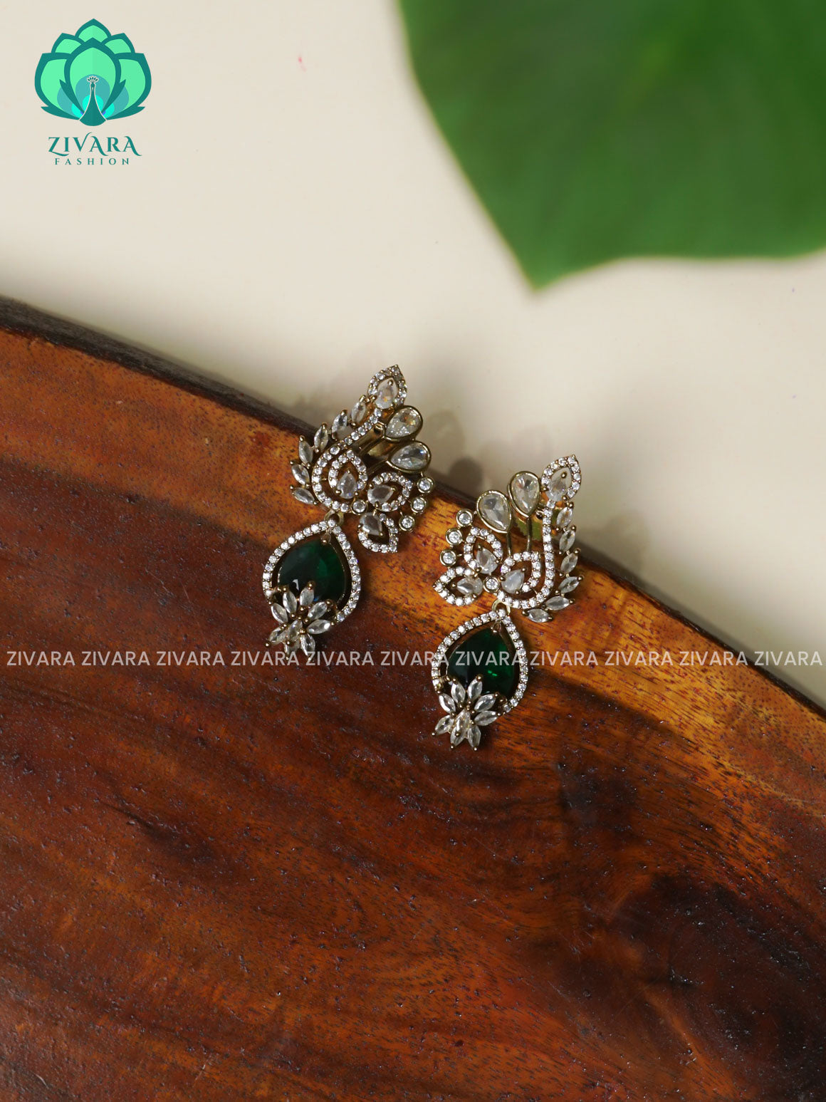 GREEN PREMIUM - TRADITIONAL PREMIUM VICTORIA STUDS- latest jewellery collection- zivara fashion