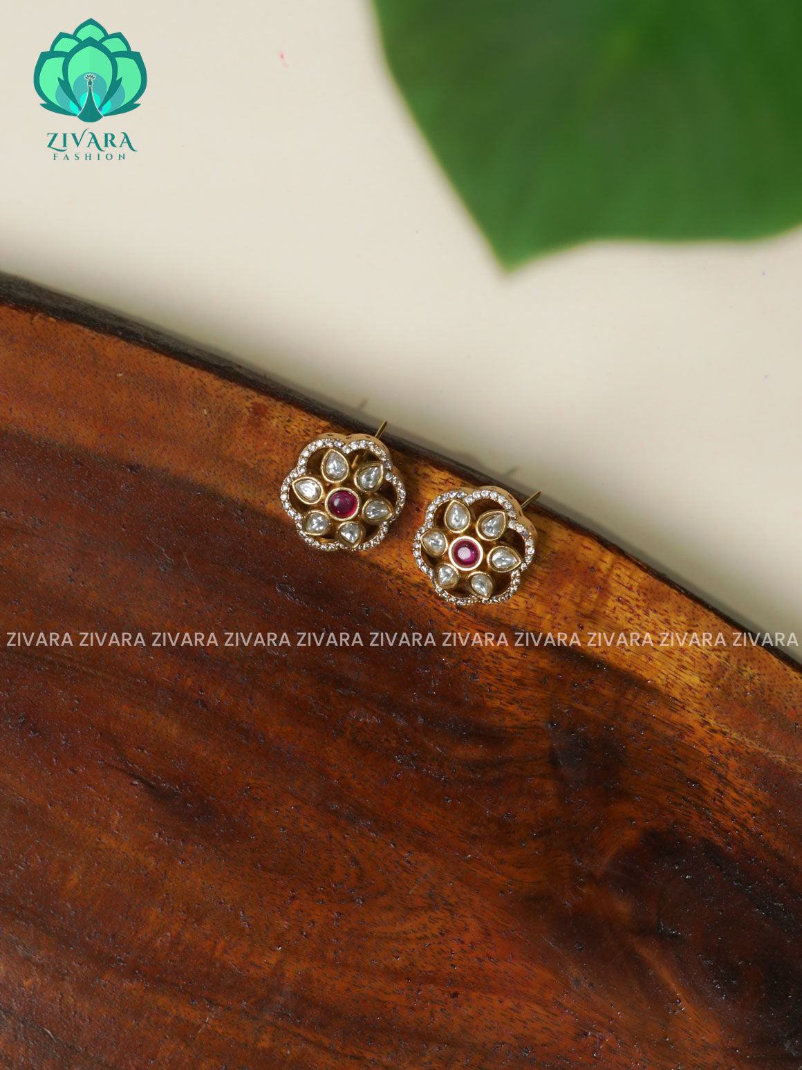 RUBY SMALL FLOWER - TRADITIONAL PREMIUM VICTORIA STUDS- latest jewellery collection- zivara fashion