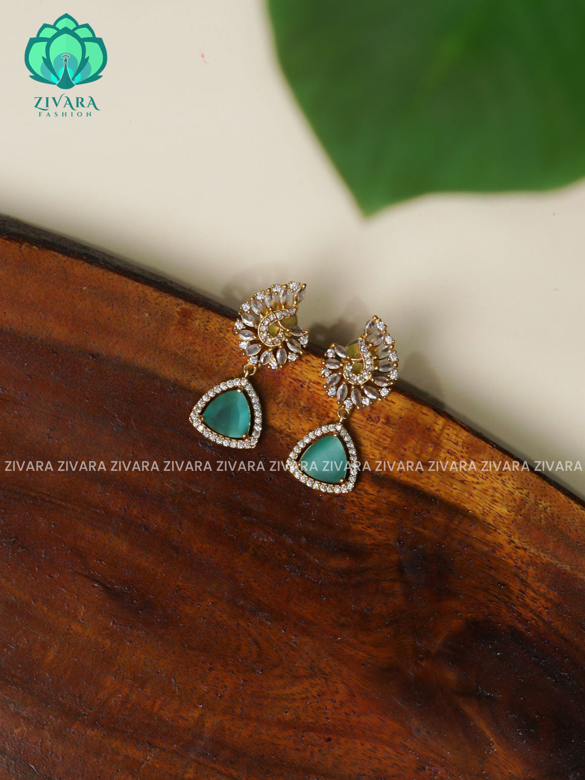 PASTEL GREEN TRADITIONAL PREMIUM MATTE  polish STUDS- latest jewellery collection- zivara fashion