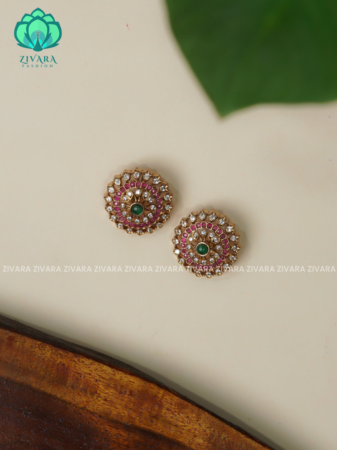 BIG SIZE REAL KEMP- TRADITIONAL PREMIUM MATTE  polish STUDS- latest jewellery collection- zivara fashion