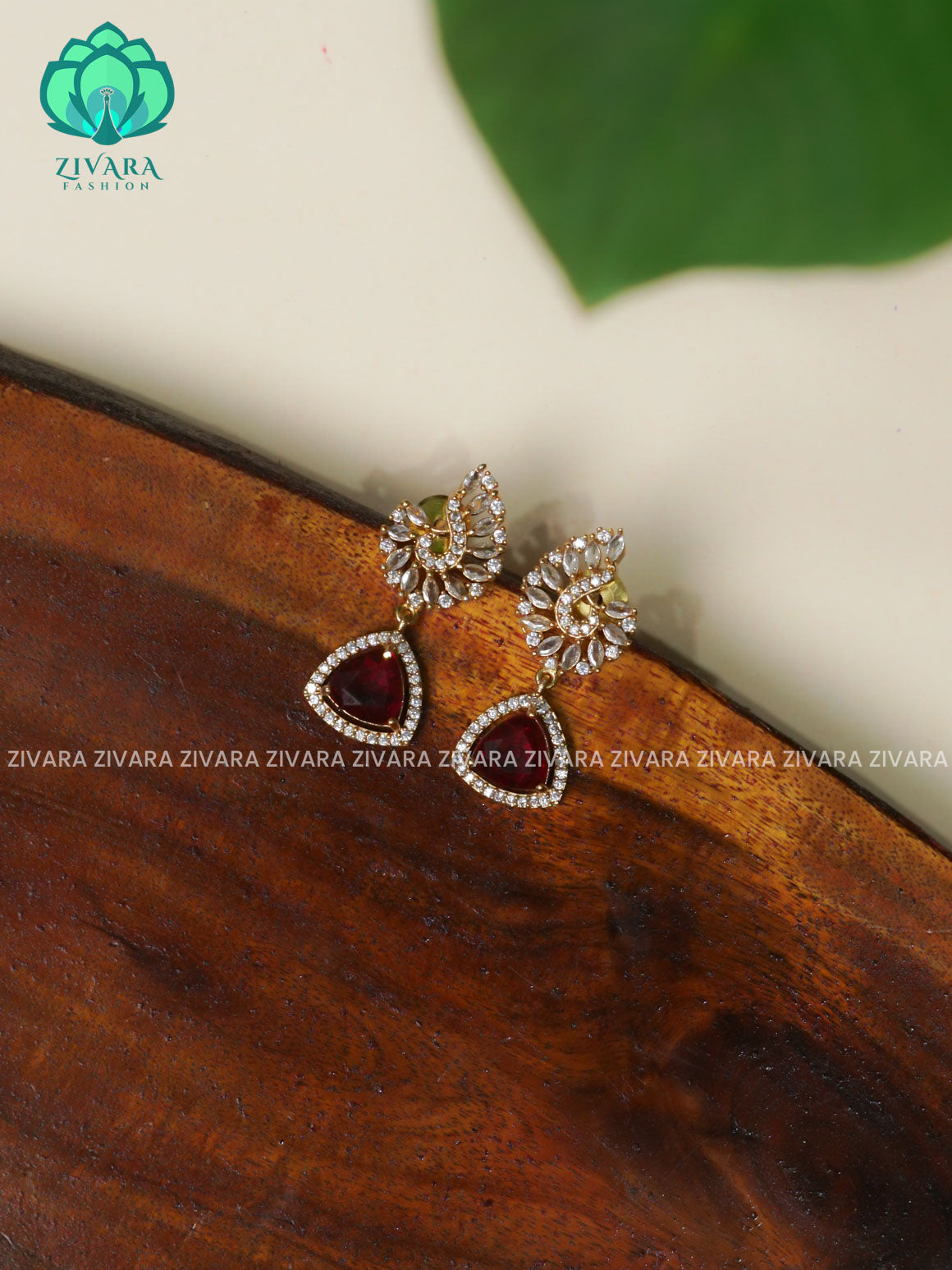 Ruby TRADITIONAL PREMIUM MATTE  polish STUDS- latest jewellery collection- zivara fashion