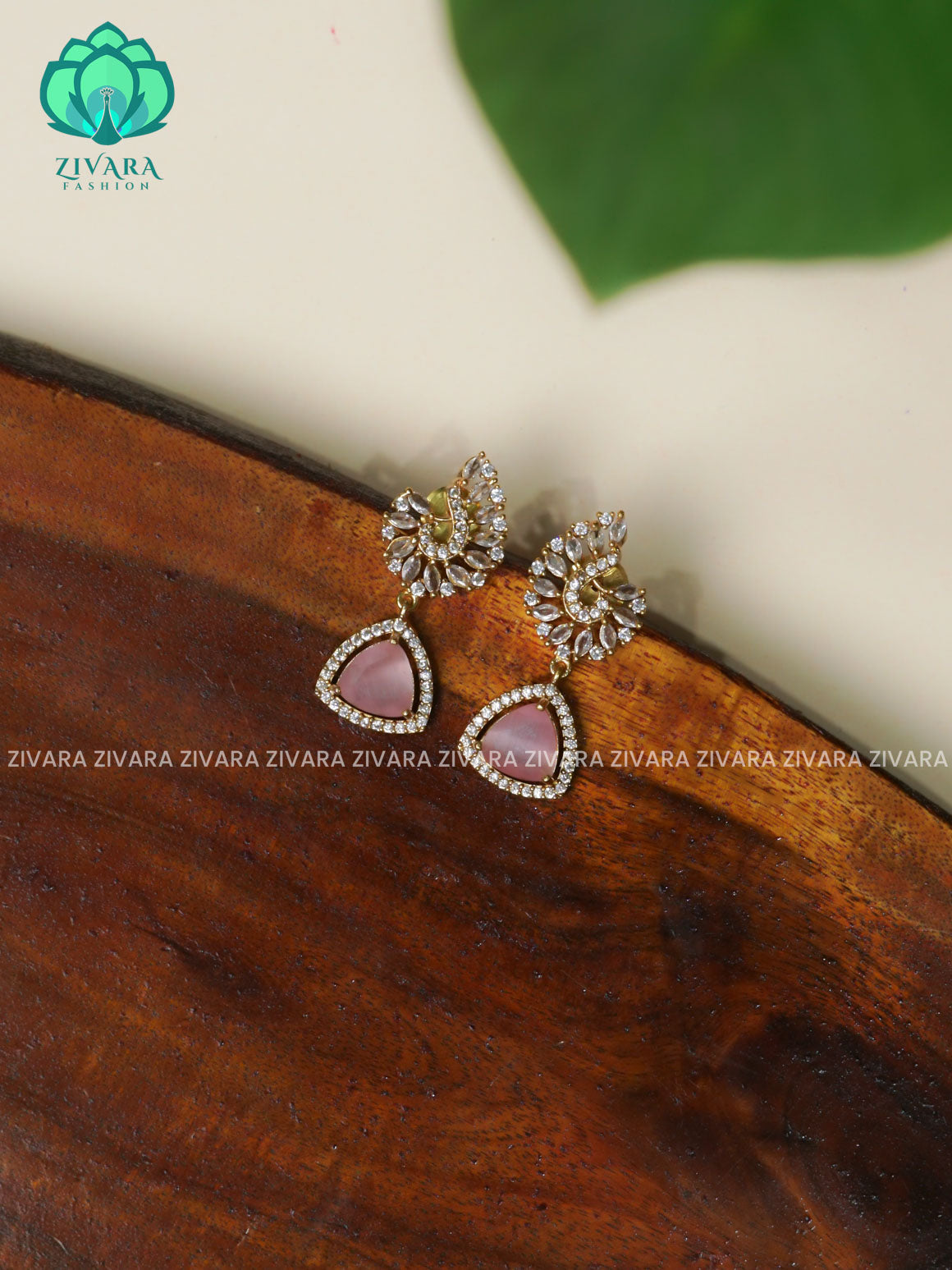 PASTEL PINK TRADITIONAL PREMIUM MATTE  polish STUDS- latest jewellery collection- zivara fashion