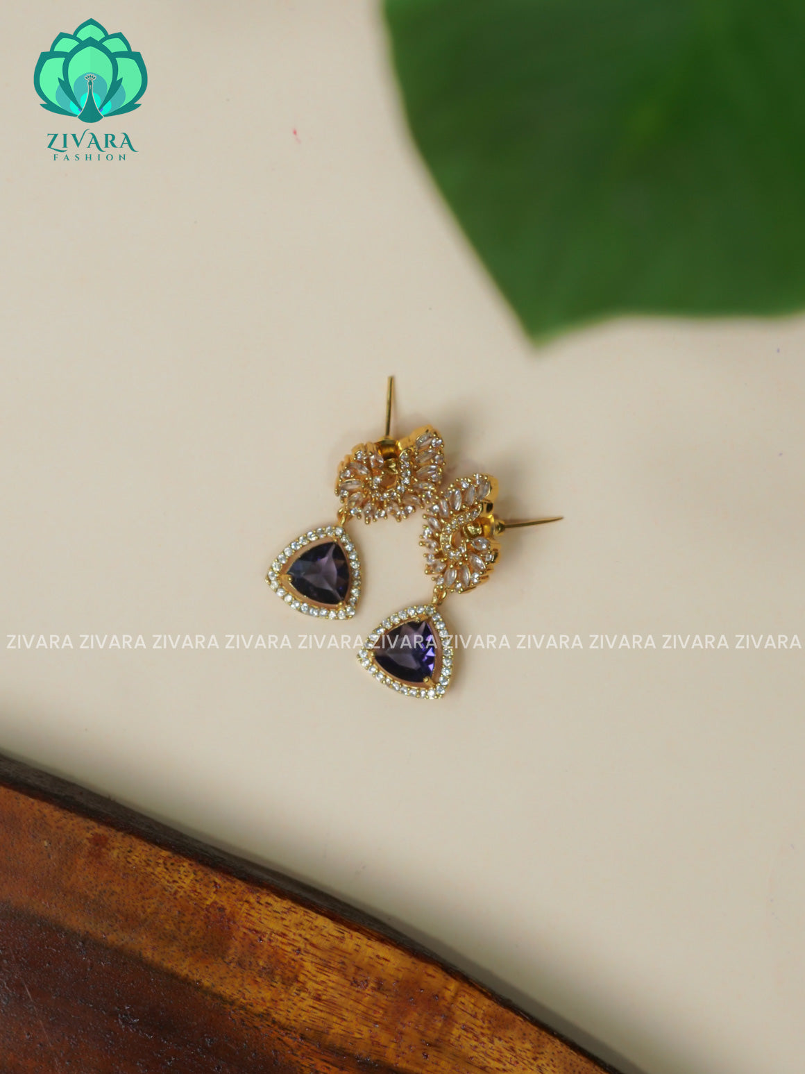 PURPLE TRADITIONAL PREMIUM MATTE  polish STUDS- latest jewellery collection- zivara fashion