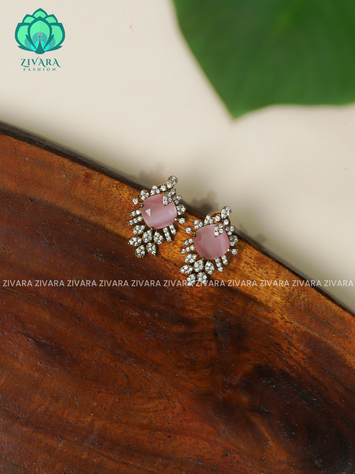 PINK VICTORIA STUDS  - TRADITIONAL PREMIUM MATTE  polish STUDS- latest jewellery collection- zivara fashion