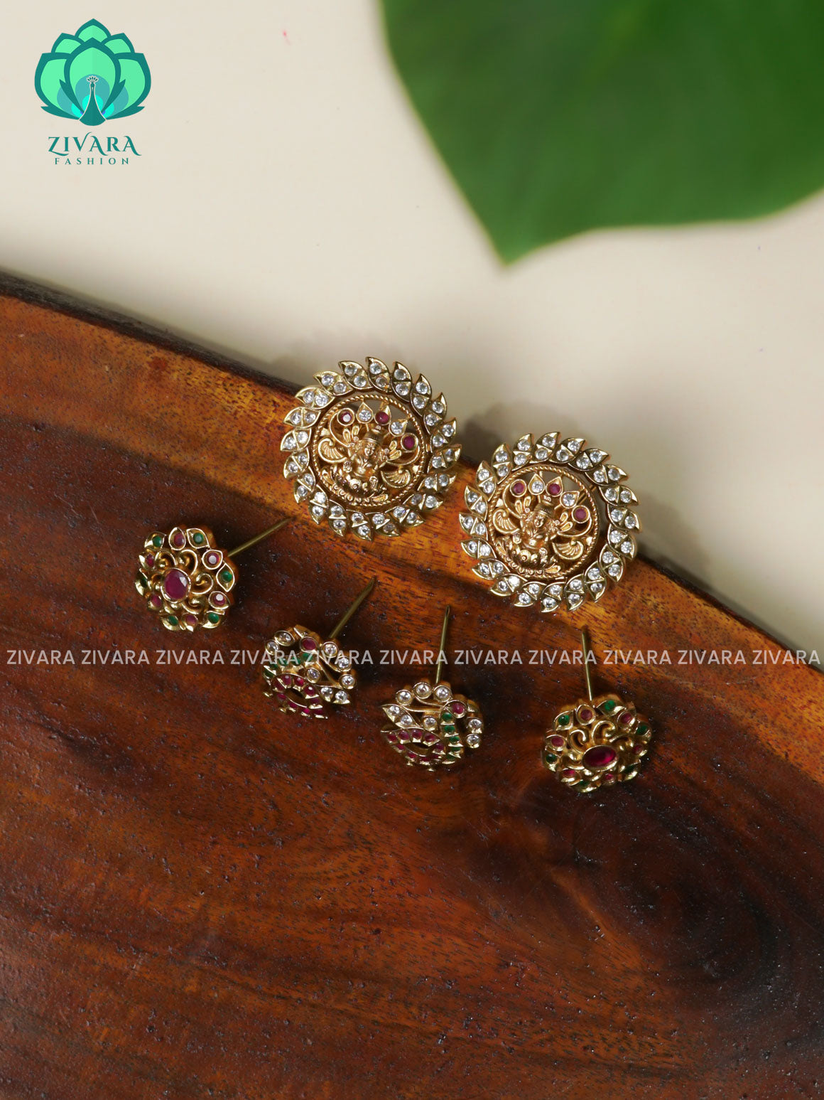 TEMPLE BIG SIZE  INTERCHANGABLE STUDS - TRADITIONAL PREMIUM MATTE  polish STUDS- latest jewellery collection- zivara fashion