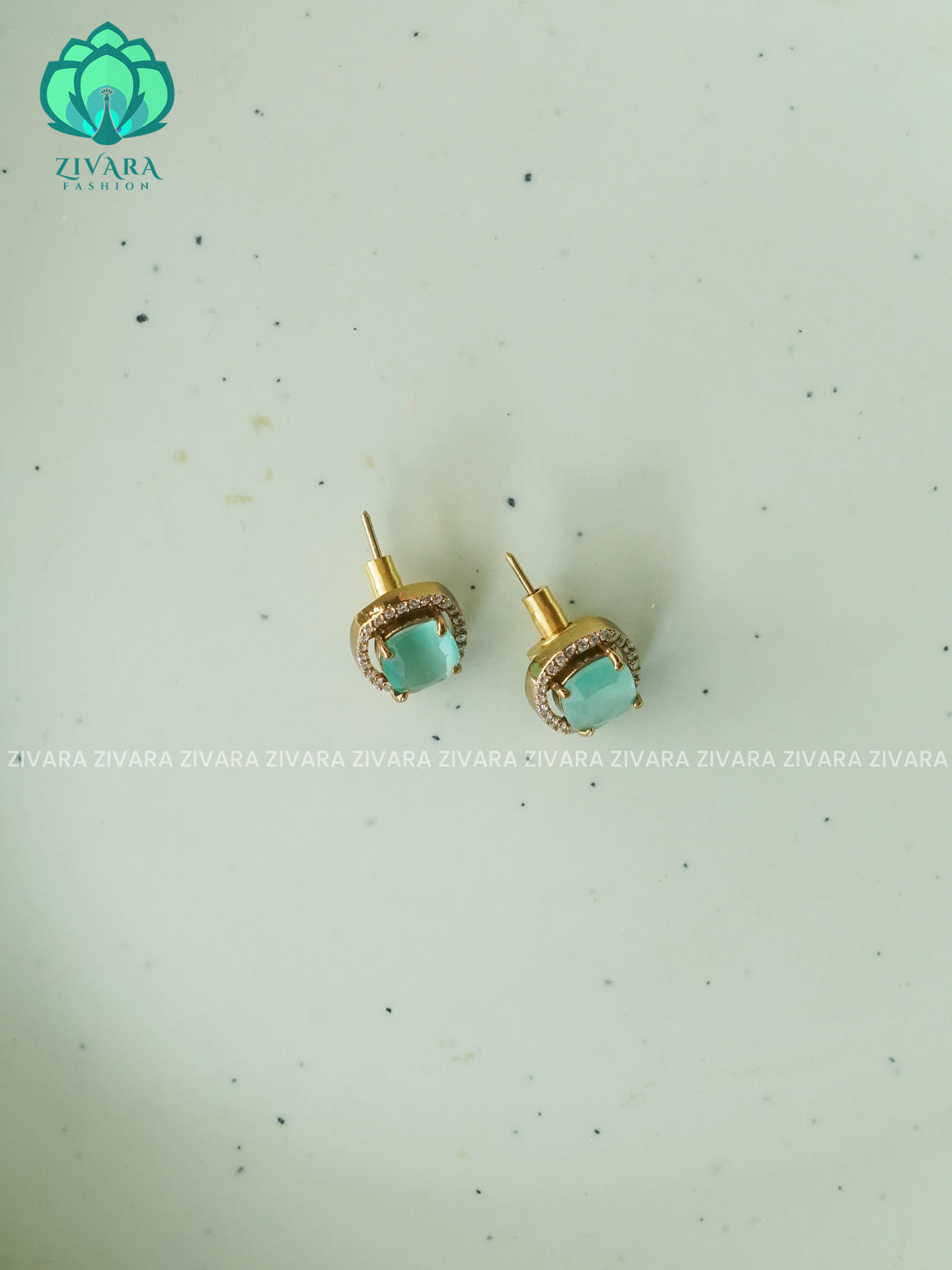 PASTEL GREEN SMALL SIZE STUDS  - latest jewellery collection- zivara fashion