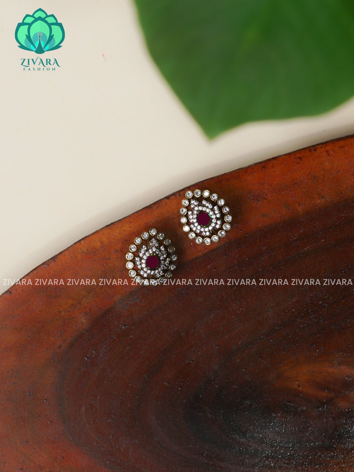 GREEN  - SMALL SIZED - VICTORIA DARK POLISH STUDS- latest jewellery collection- zivara fashion