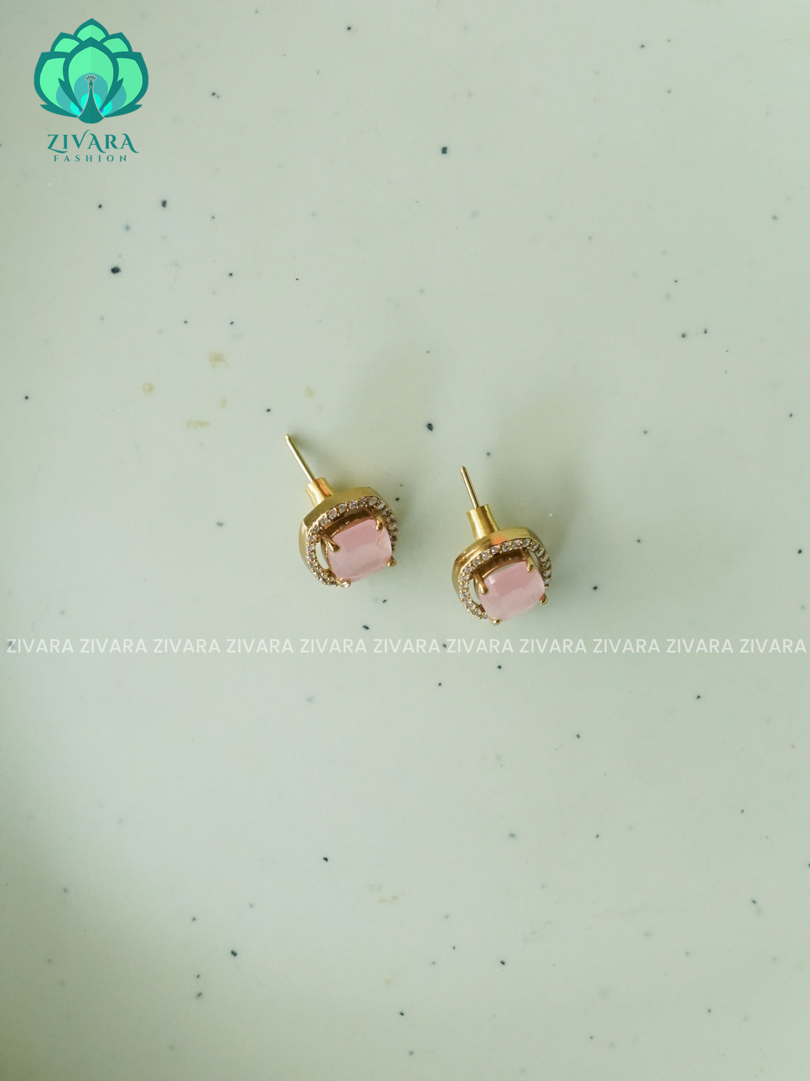 PASTEL PINK SMALL SIZE STUDS  - latest jewellery collection- zivara fashion