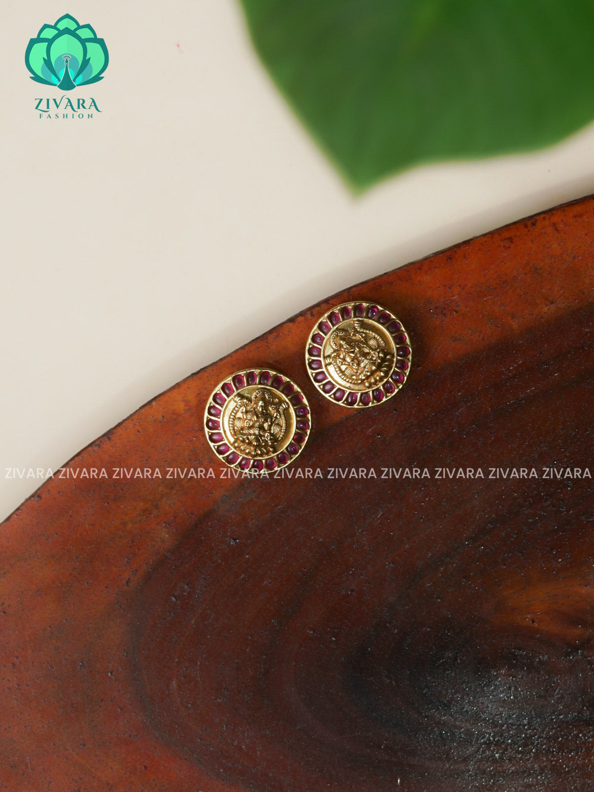 TEMPLE COIN - TRADITIONAL PREMIUM MATTE  polish STUD- latest jewellery collection- zivara fashion