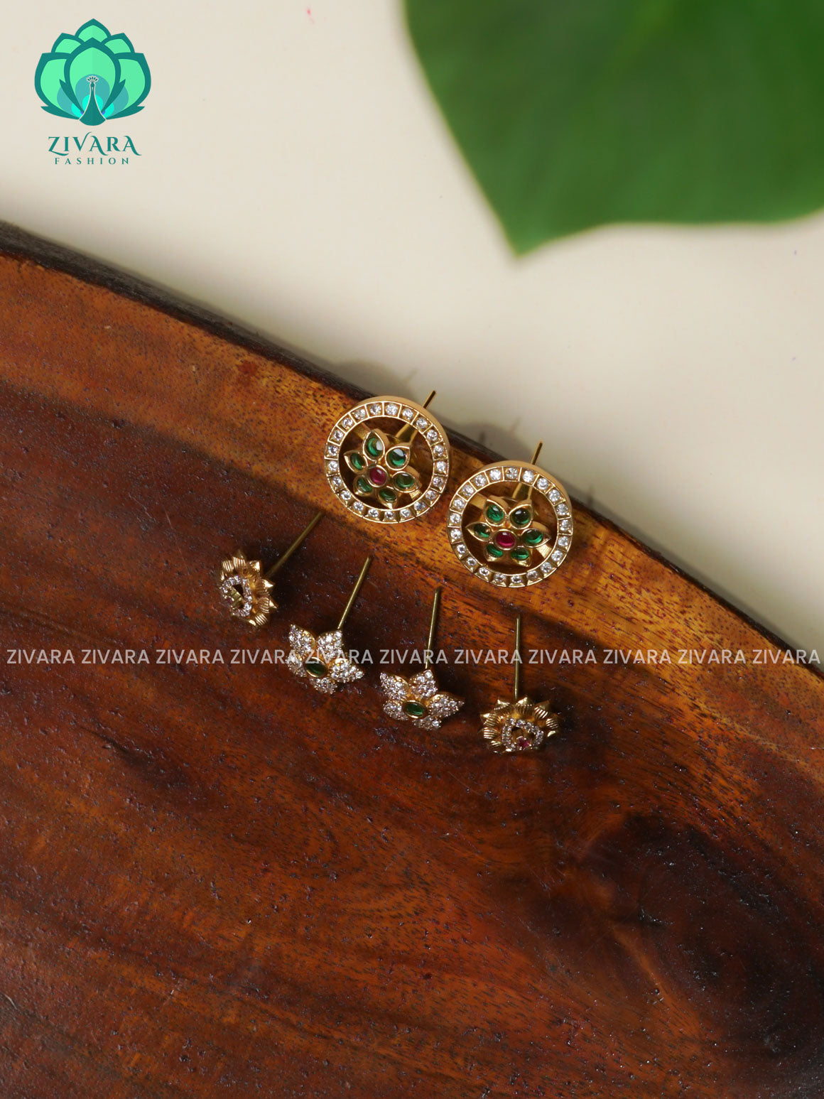 FLOWER INTERCHANGABLE STUDS - TRADITIONAL PREMIUM MATTE  polish STUDS- latest jewellery collection- zivara fashion