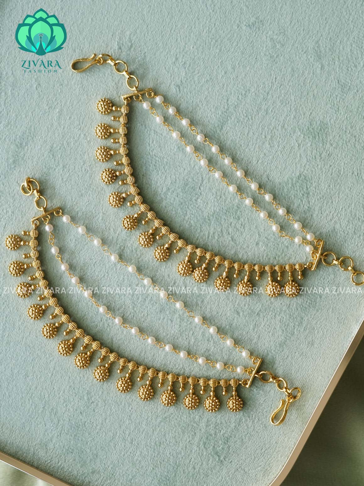 3 layer MATTE FINISH  earchains/maatals- bridal accessory- zivara fashion-latest jewellery collection